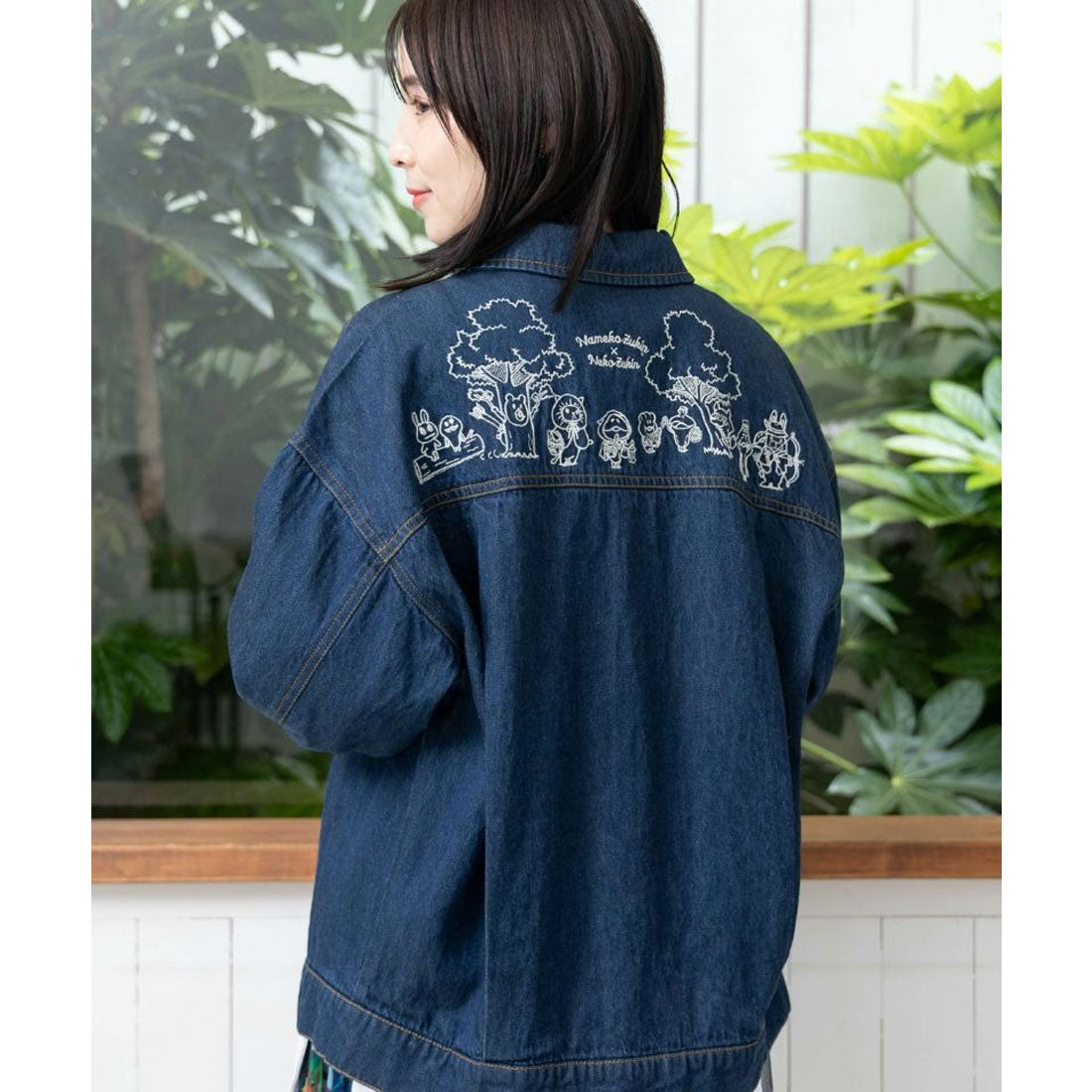 スカラー ScoLar なめことネコずきんのおつかい デニムジャケット （ブルー） ブルー