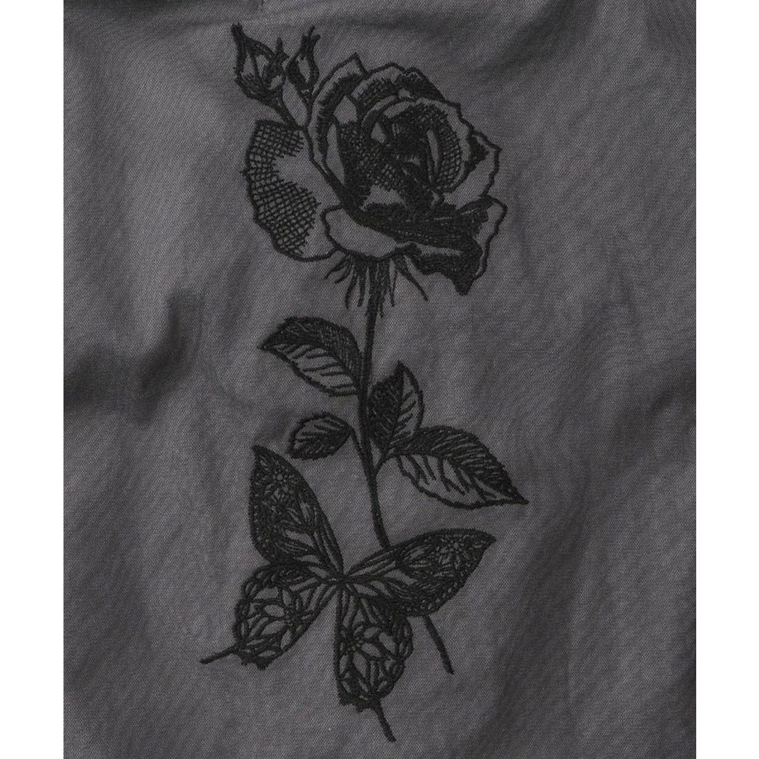スカラー ScoLar 花蝶刺繍チュール重ねロングブルゾン （ブラック） ブラック