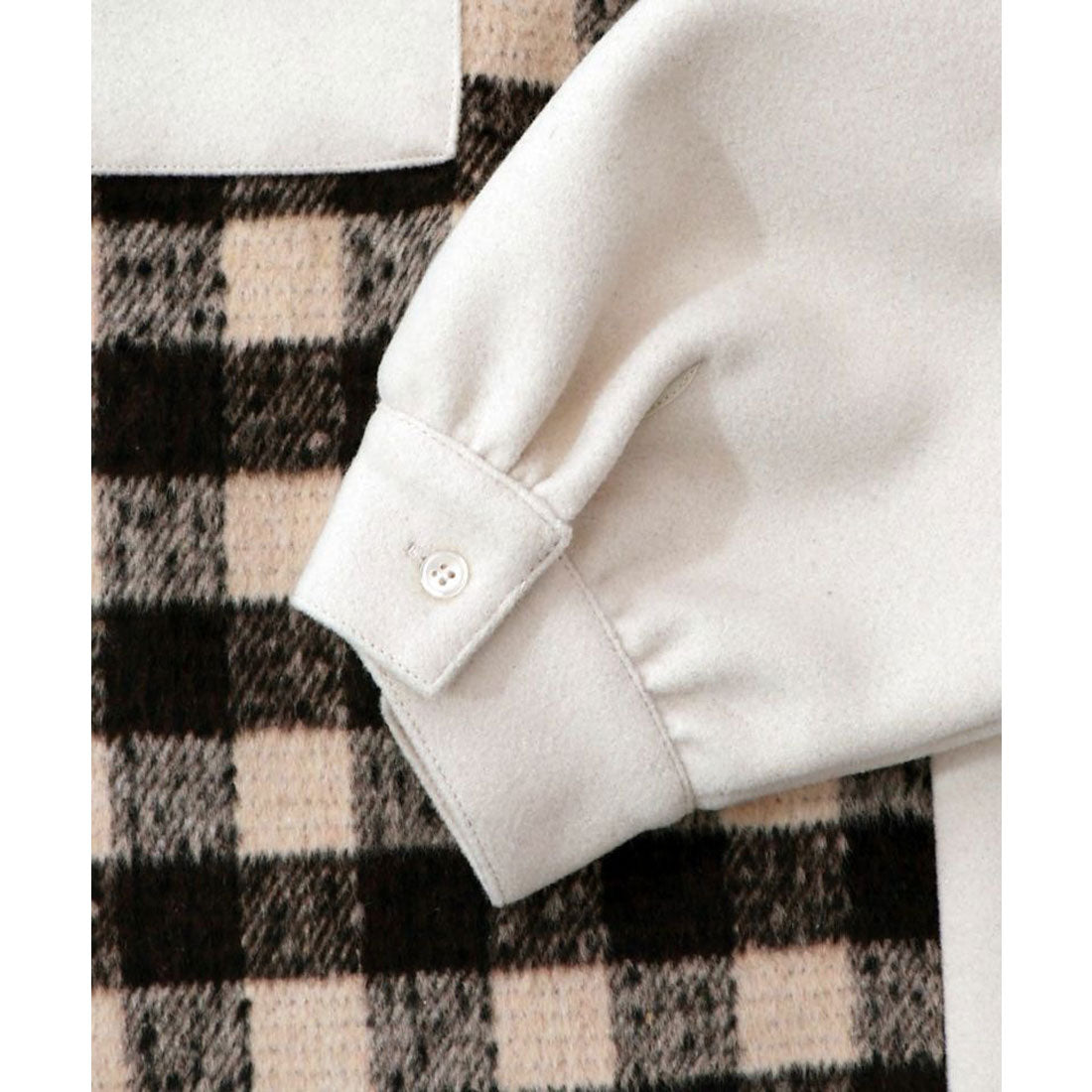 スカラー ScoLar POP刺繍×チェック柄シャツ （アイボリー） アイボリー