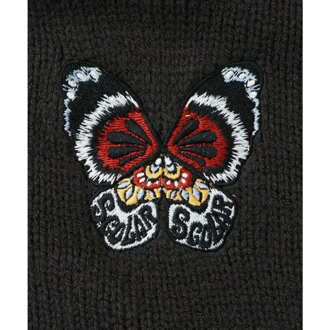 スカラー ScoLar 蝶刺繍ニットカーディガン （チャコールグレー） チャコールグレー
