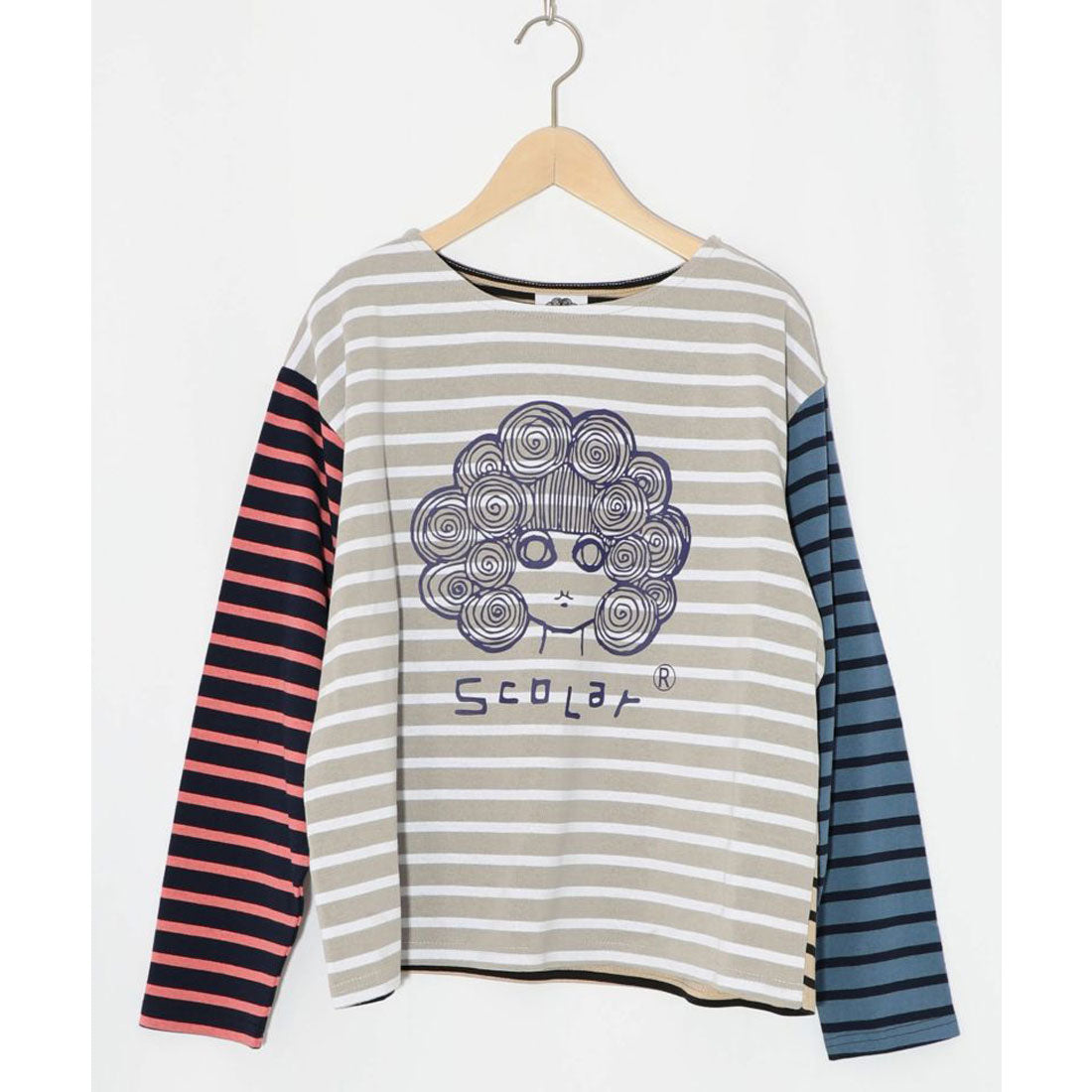 スカラー ScoLar スカラーちゃん×ミックス配色ボーダープルオーバー （グレー） グレー