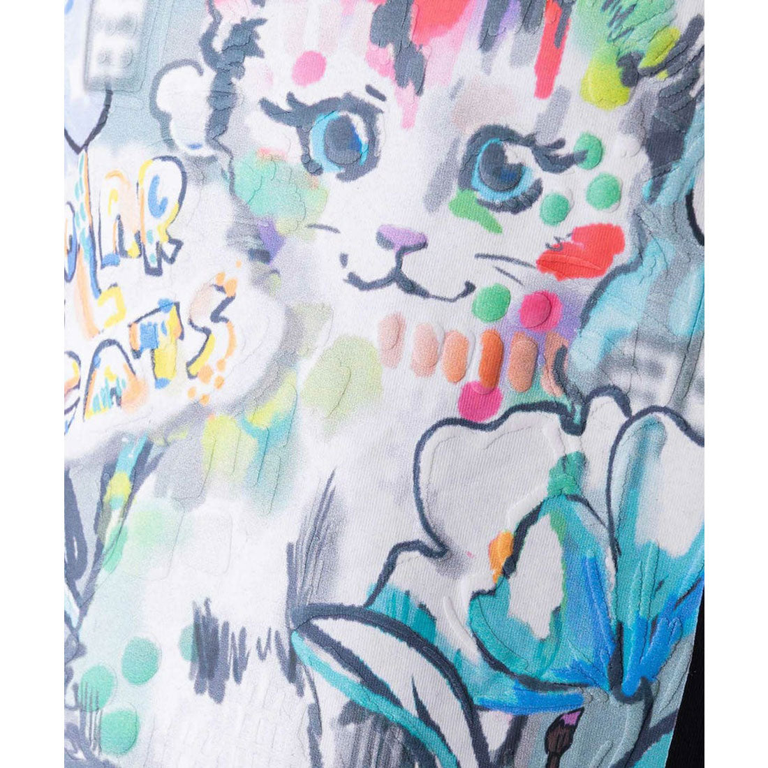 スカラー ScoLar 画家スカラーちゃんネコ柄チュール切替チュニック （オフホワイト） オフホワイト