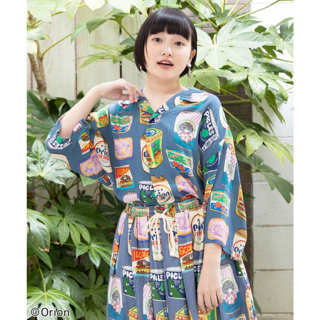 スカラー ScoLar orion×ScoLar トロピカルポップ缶総柄シャツ （ブルー） ブルー