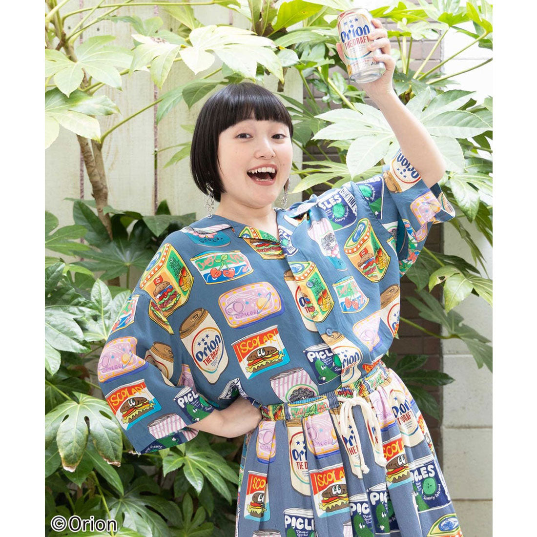 スカラー ScoLar orion×ScoLar トロピカルポップ缶総柄シャツ （ブルー） ブルー