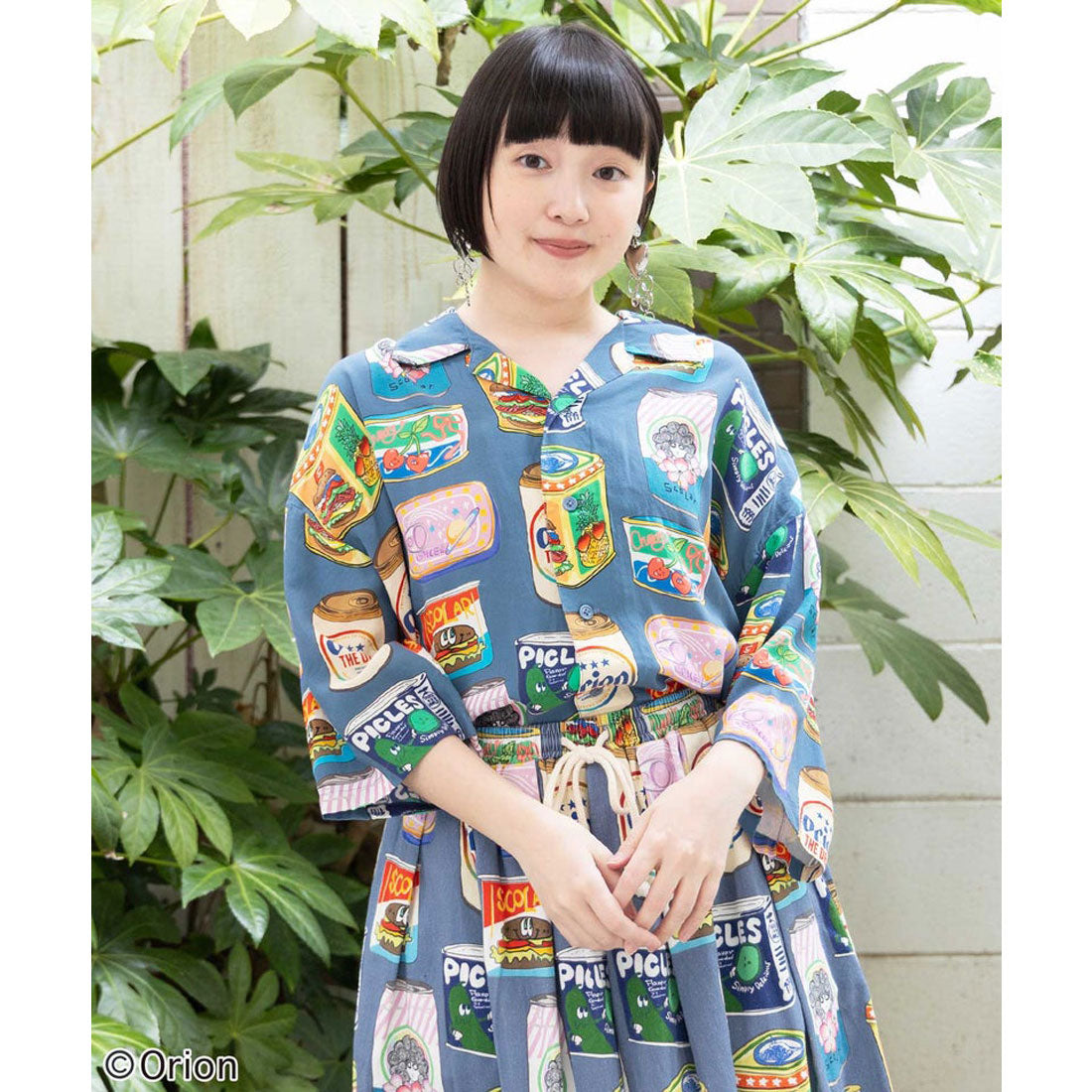スカラー ScoLar orion×ScoLar トロピカルポップ缶総柄シャツ （ブルー） ブルー