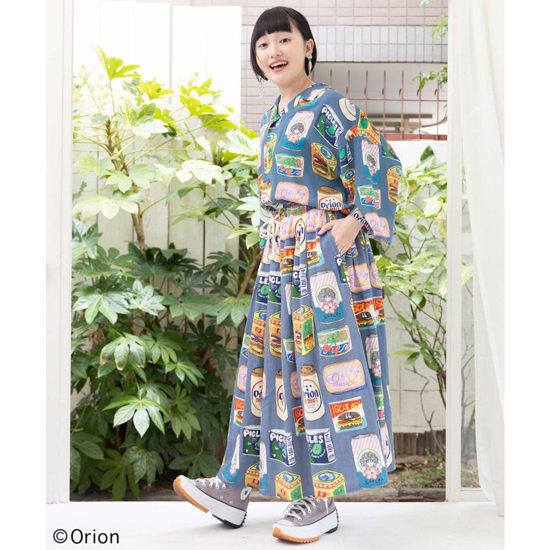 スカラー ScoLar orion×ScoLar トロピカルポップ缶総柄シャツ （ブルー） ブルー