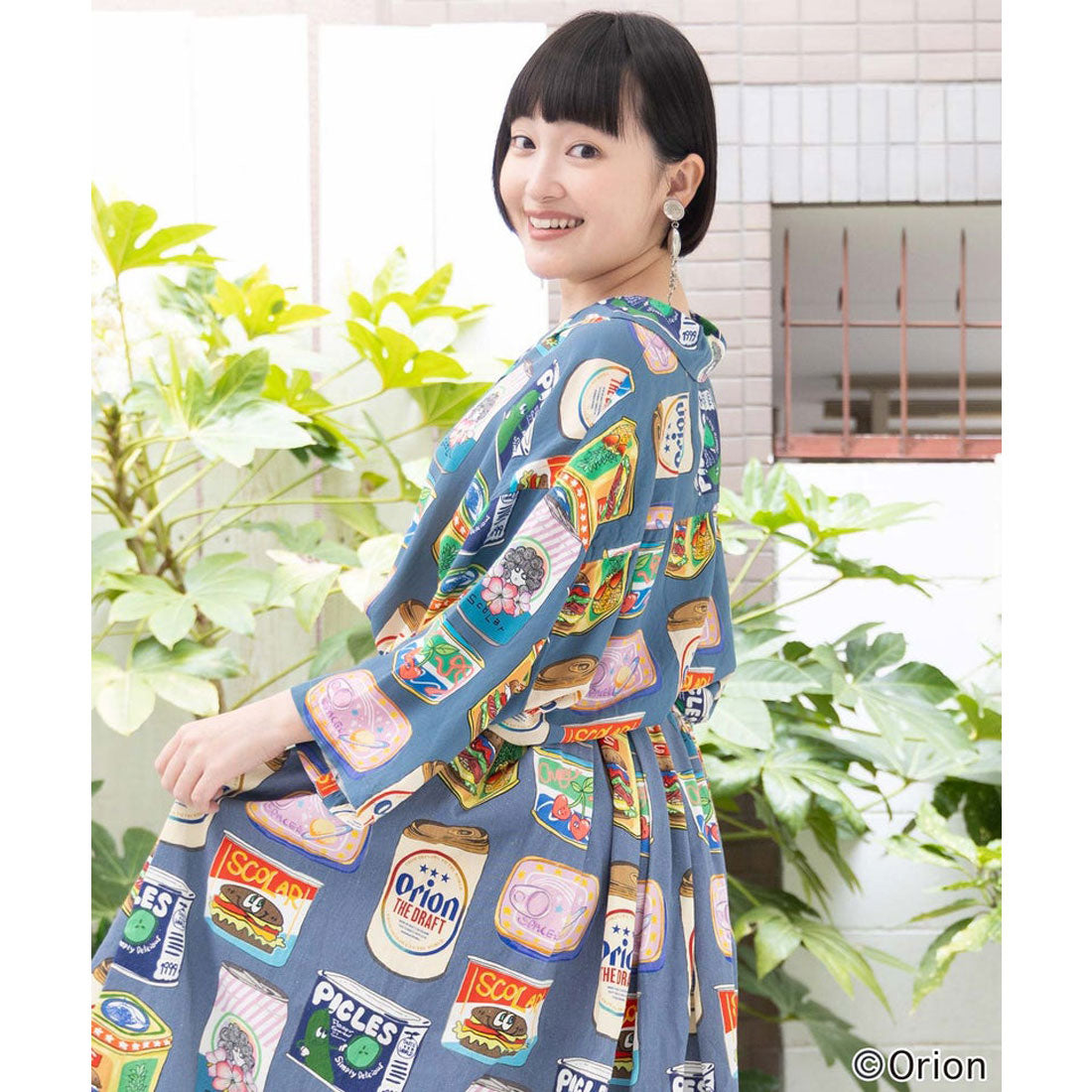 スカラー ScoLar orion×ScoLar トロピカルポップ缶総柄シャツ （ブルー） ブルー