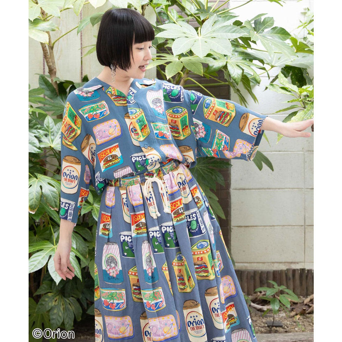 スカラー ScoLar orion×ScoLar トロピカルポップ缶総柄シャツ （ブルー） ブルー