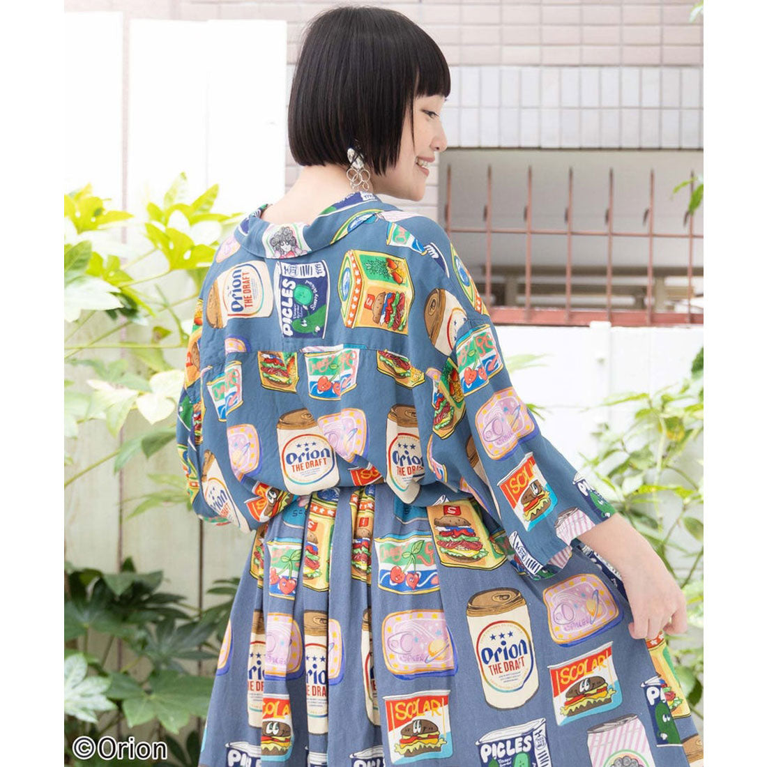 スカラー ScoLar orion×ScoLar トロピカルポップ缶総柄シャツ （ブルー） ブルー