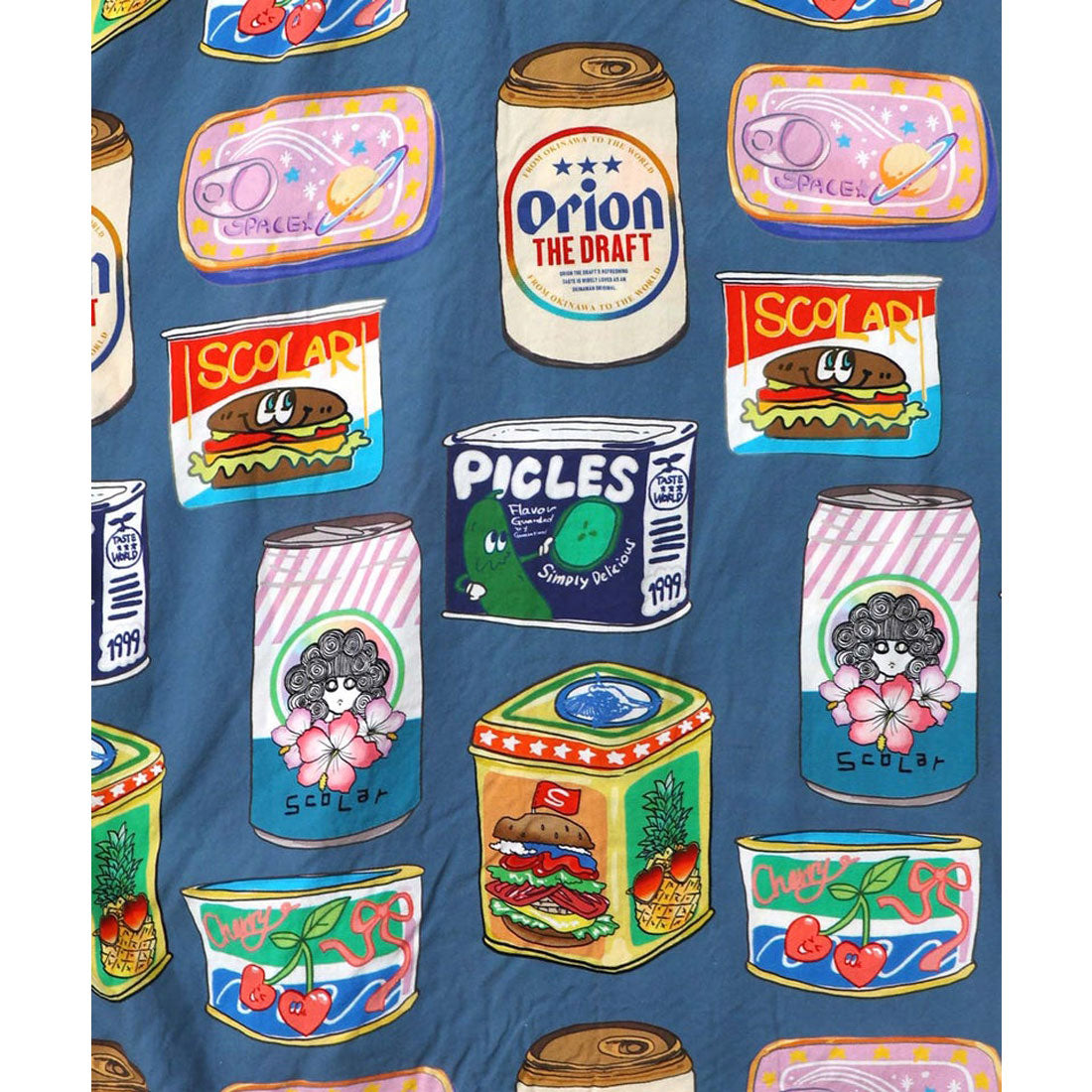 スカラー ScoLar orion×ScoLar トロピカルポップ缶総柄シャツ （ブルー） ブルー