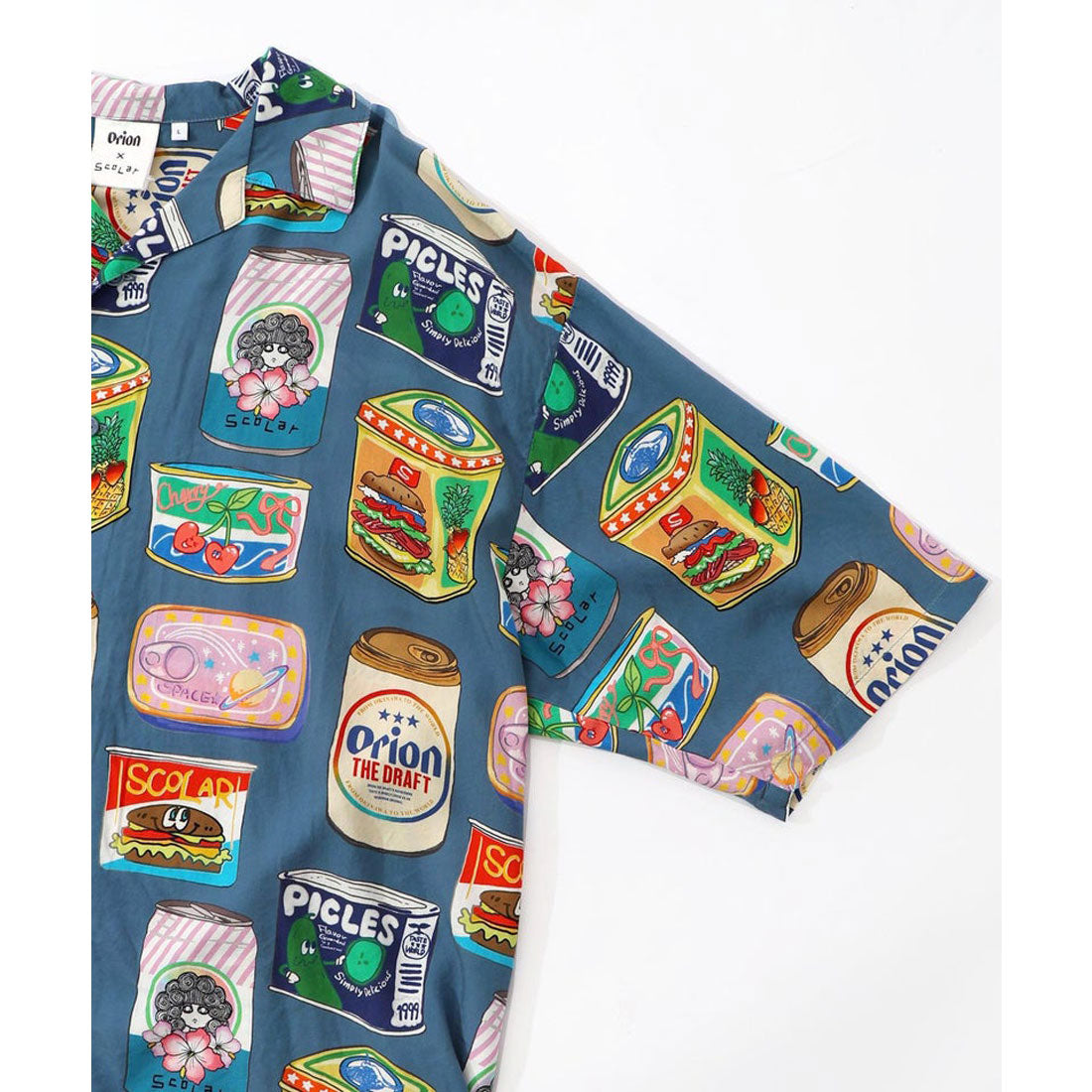 スカラー ScoLar orion×ScoLar トロピカルポップ缶総柄シャツ （ブルー） ブルー