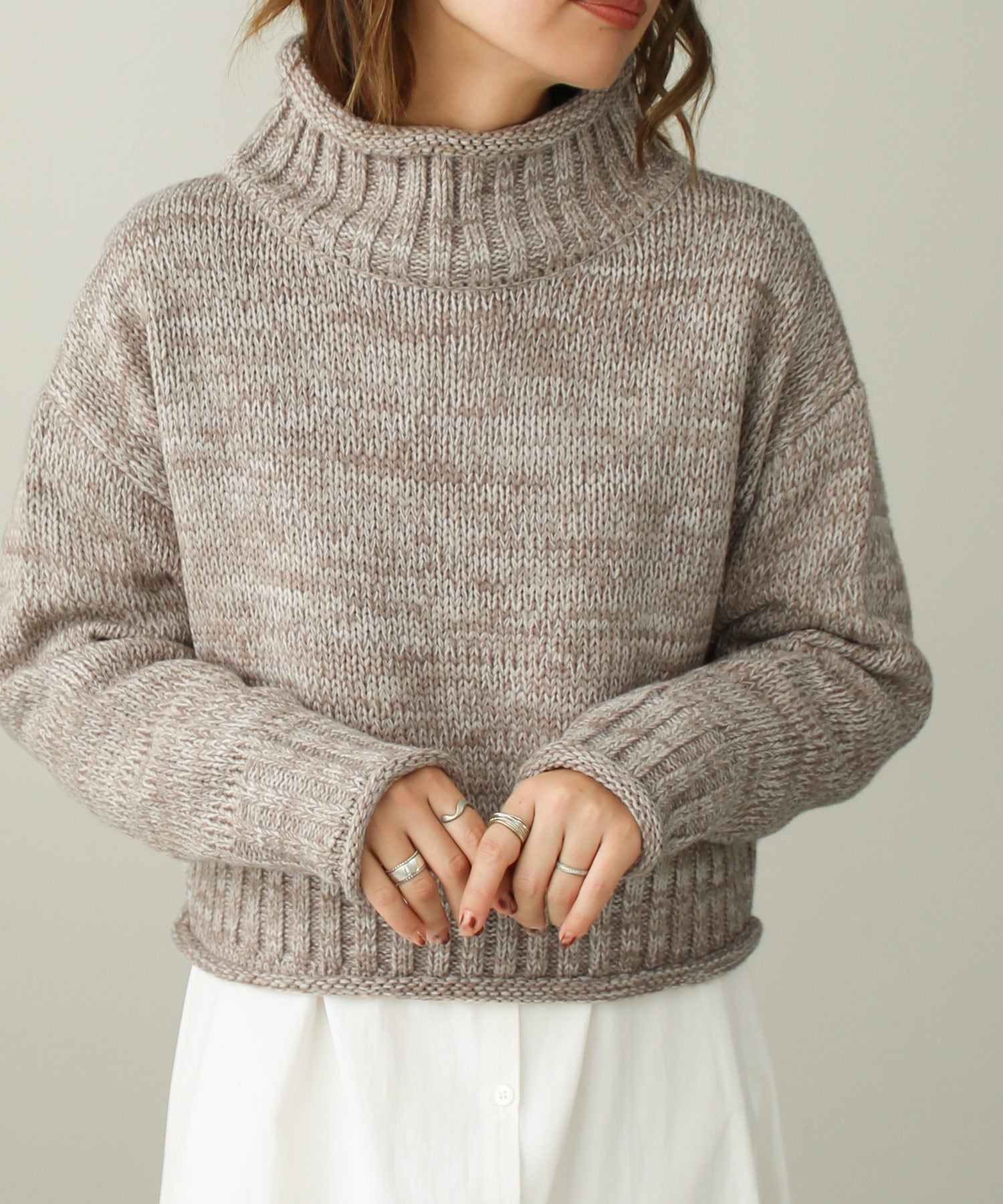 ソーシャルガール SocialGIRL ミックスニットクロップ丈PO