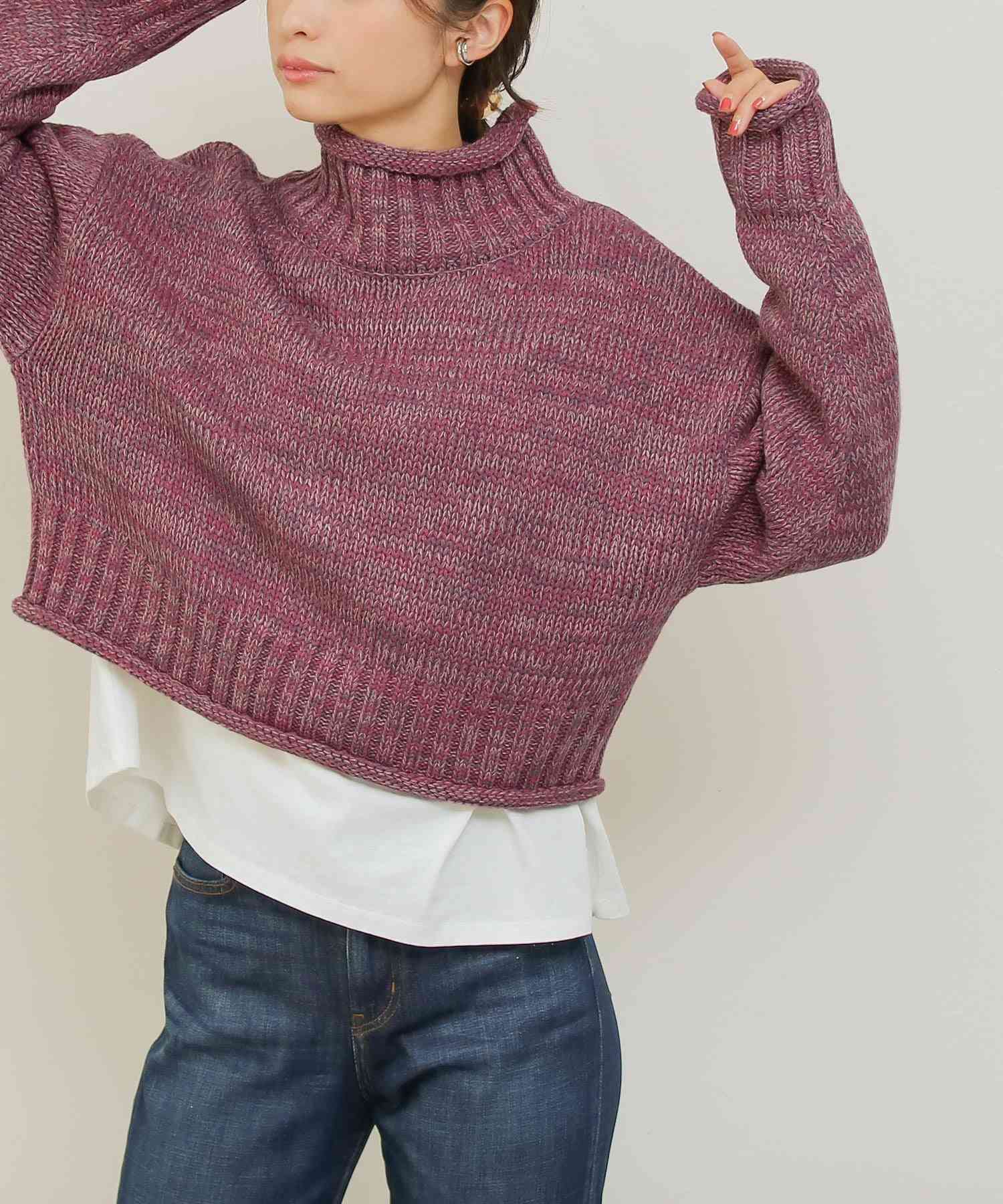ソーシャルガール SocialGIRL ミックスニットクロップ丈PO