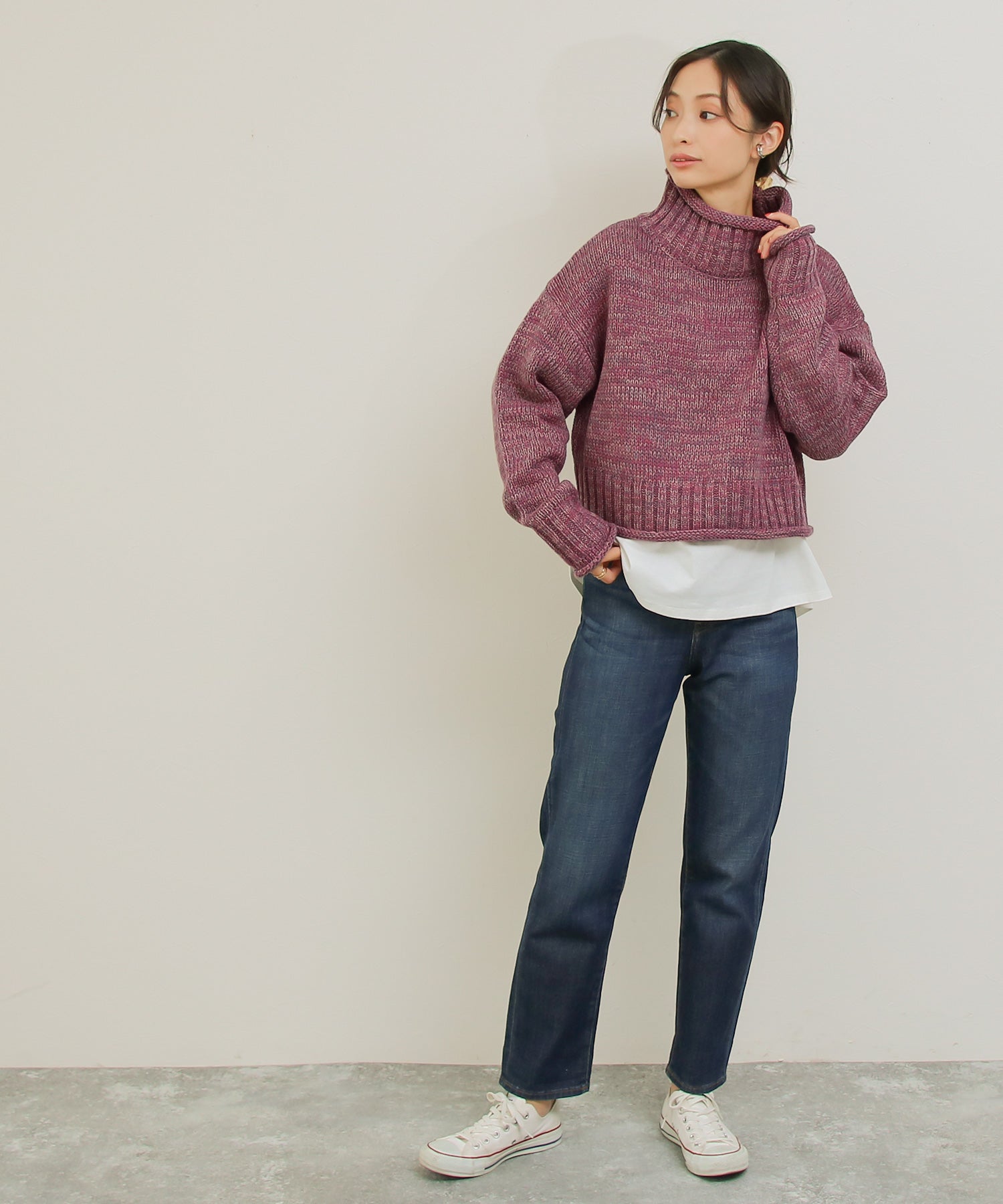ソーシャルガール SocialGIRL ミックスニットクロップ丈PO