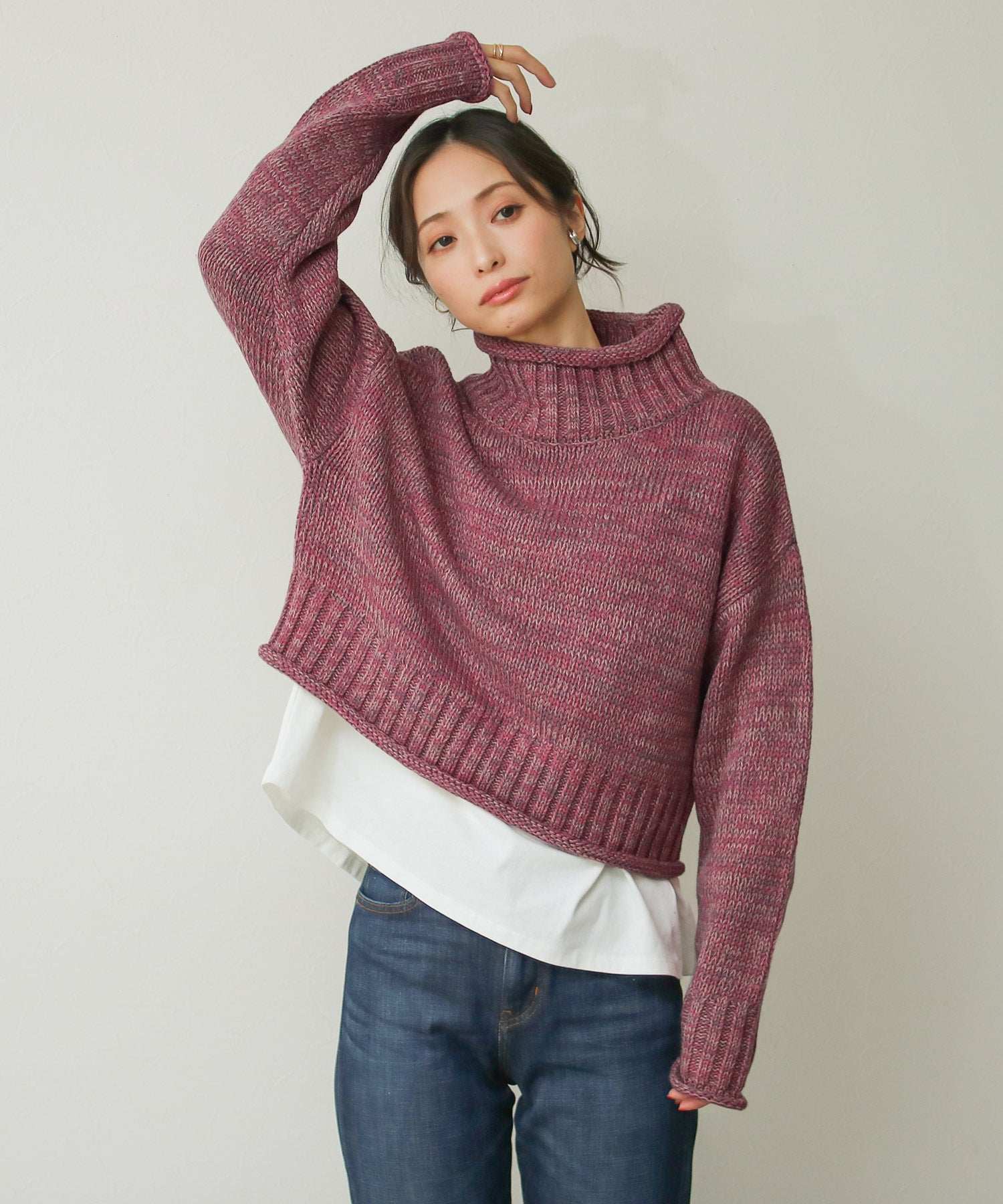 ソーシャルガール SocialGIRL ミックスニットクロップ丈PO