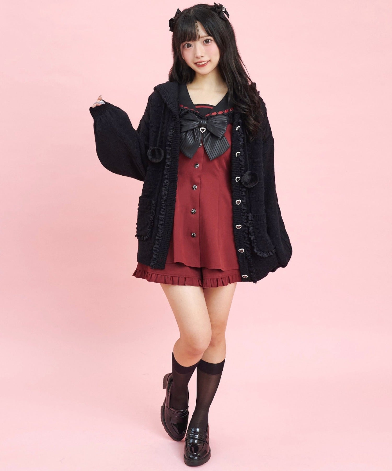 シークレットハニー Secret Honey フード付ハートモチーフニットカーディガン