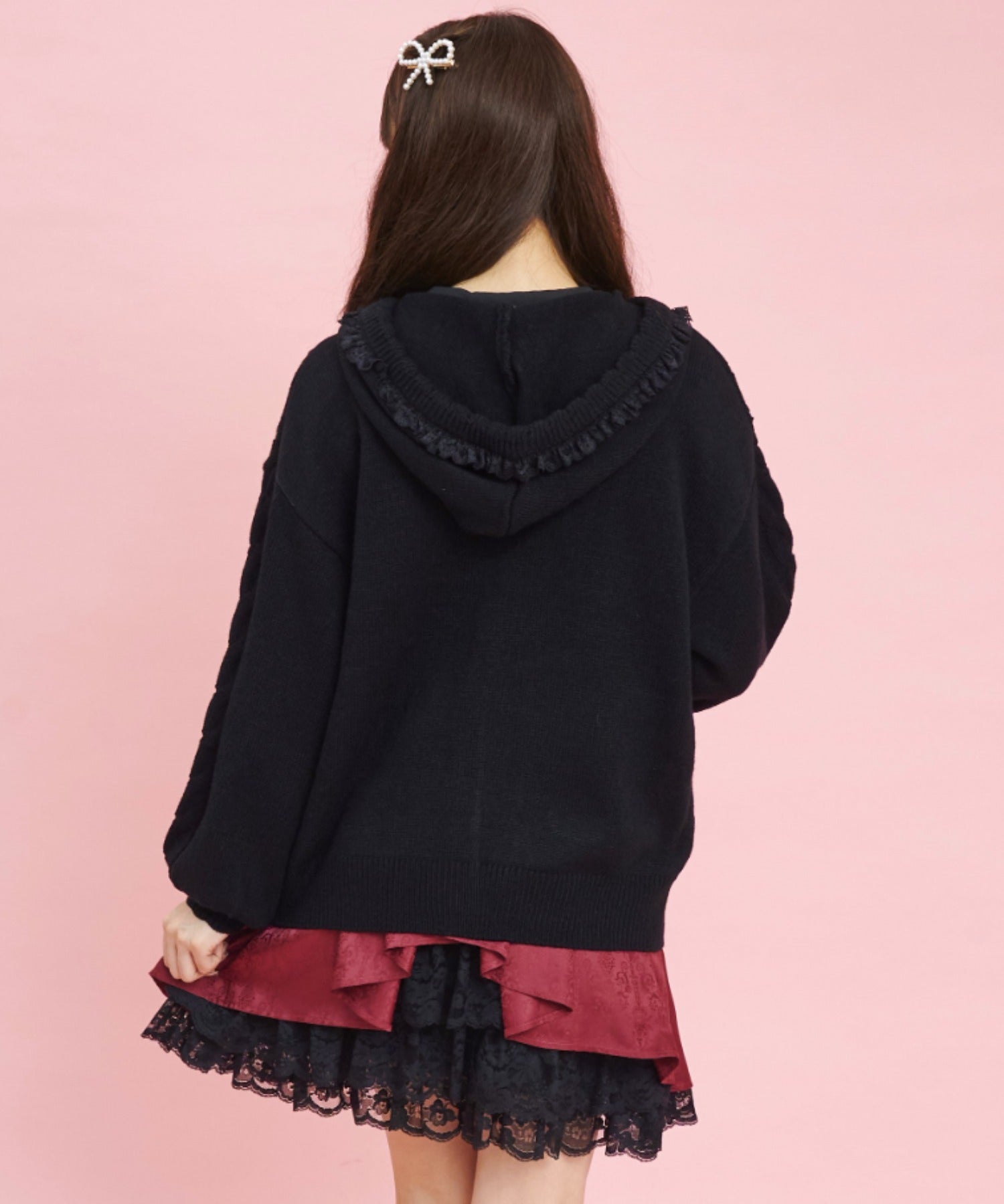 シークレットハニー Secret Honey フード付ハートモチーフニットカーディガン