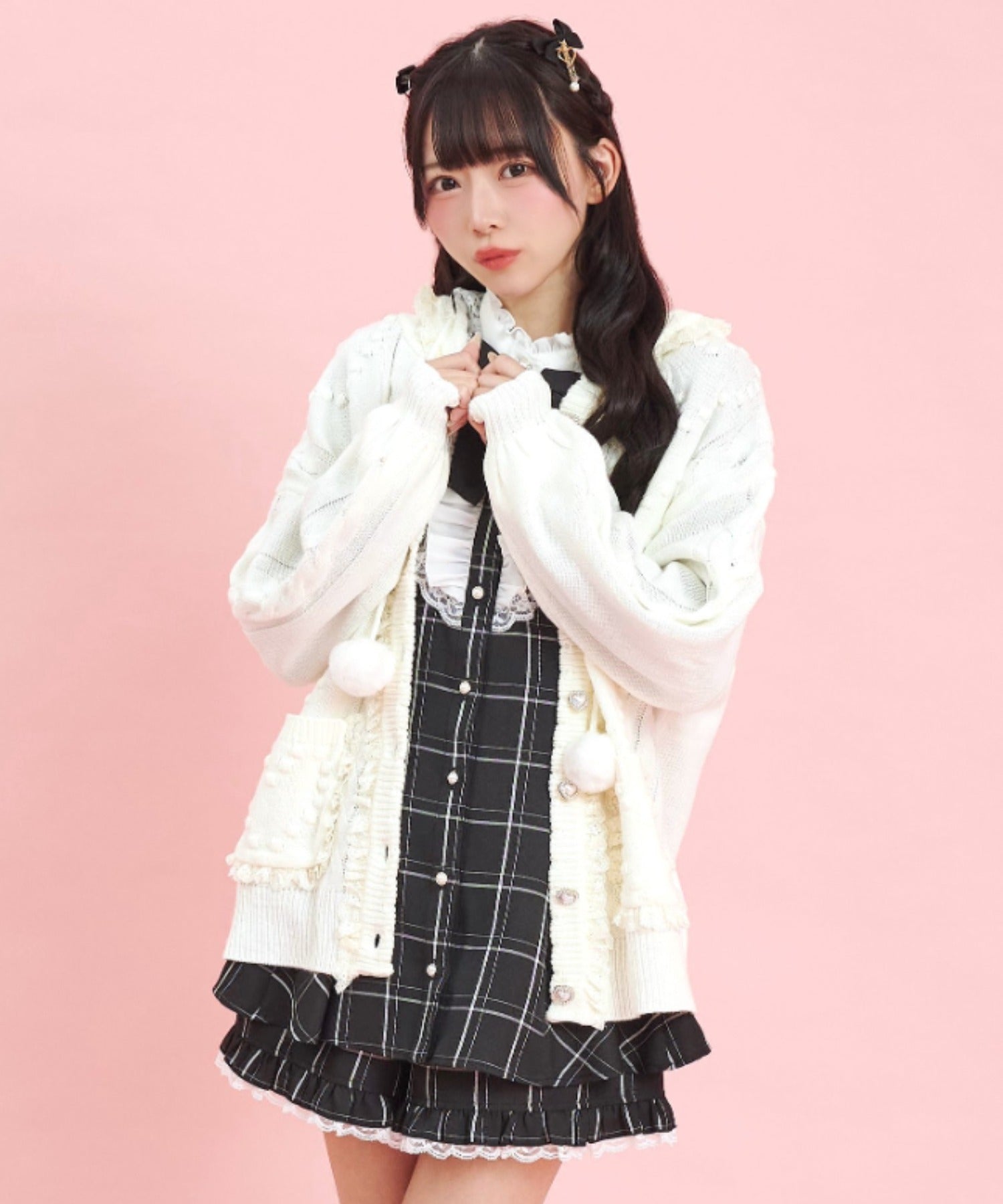Secret Honey Hooded Heart Motif Knit Cardigan