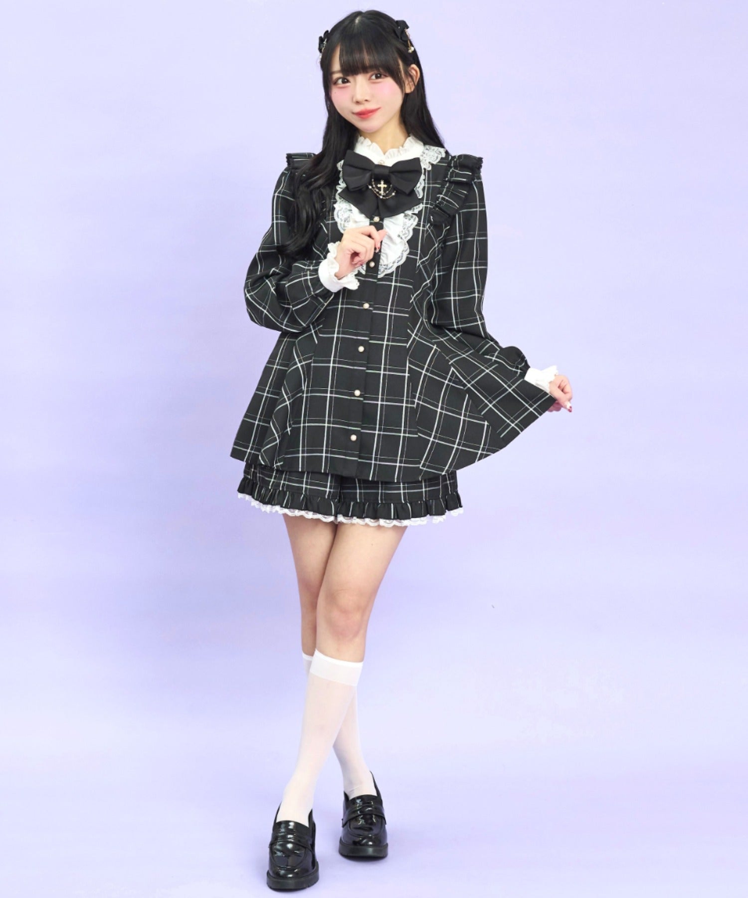 シークレットハニー Secret Honey アクセサリーリボンレースフリルセットアップ （チェッククロ） チェッククロ