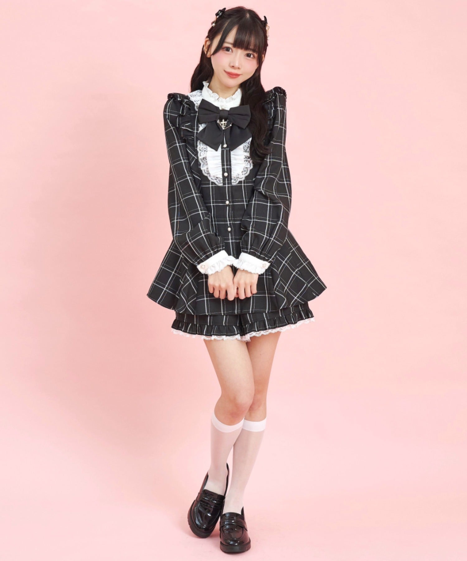 シークレットハニー Secret Honey アクセサリーリボンレースフリルセットアップ （チェッククロ） チェッククロ