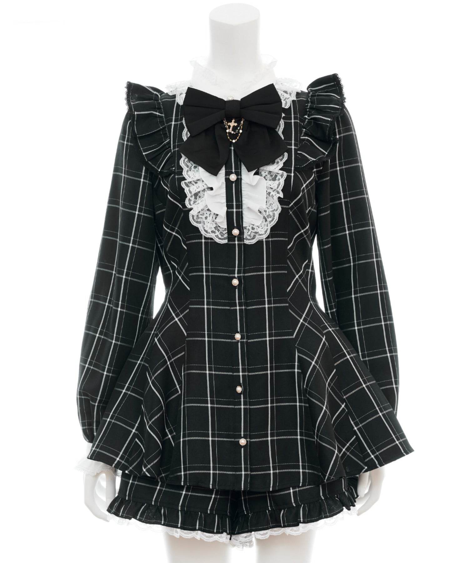 シークレットハニー Secret Honey アクセサリーリボンレースフリルセットアップ （チェッククロ） チェッククロ
