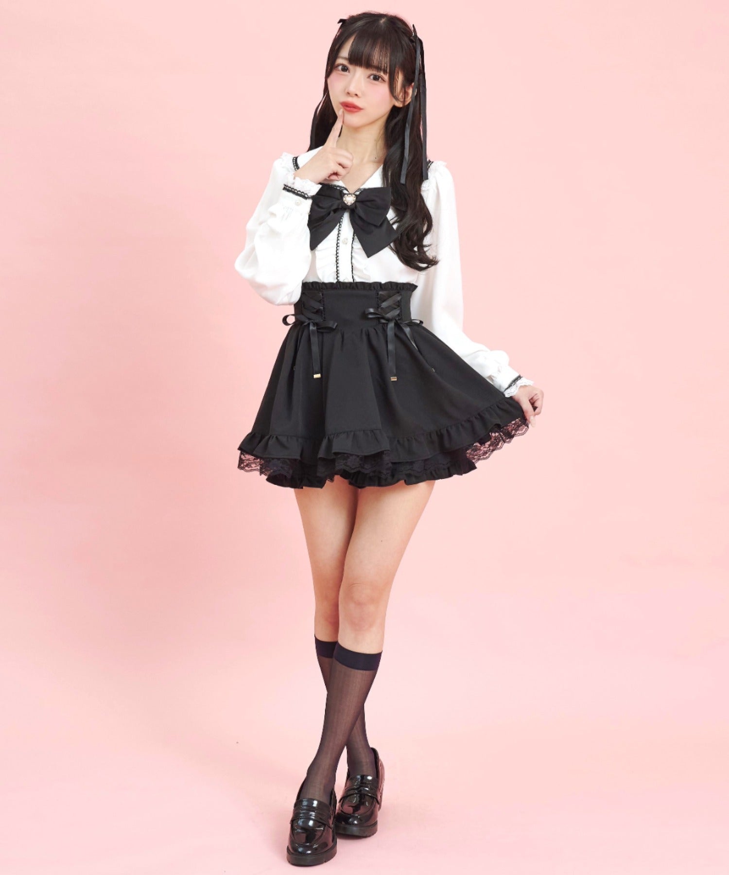 Secret Honey Secret Honey Lace-Up Bunny Ear Blouse