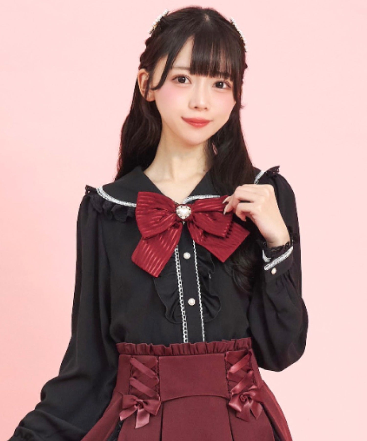 Secret Honey Secret Honey Lace-Up Bunny Ear Blouse