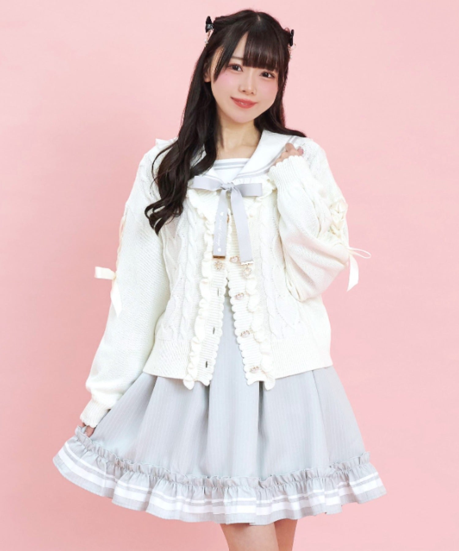 Secret Honey Secret Honey Sleeve Lace-Up Knit Cardigan