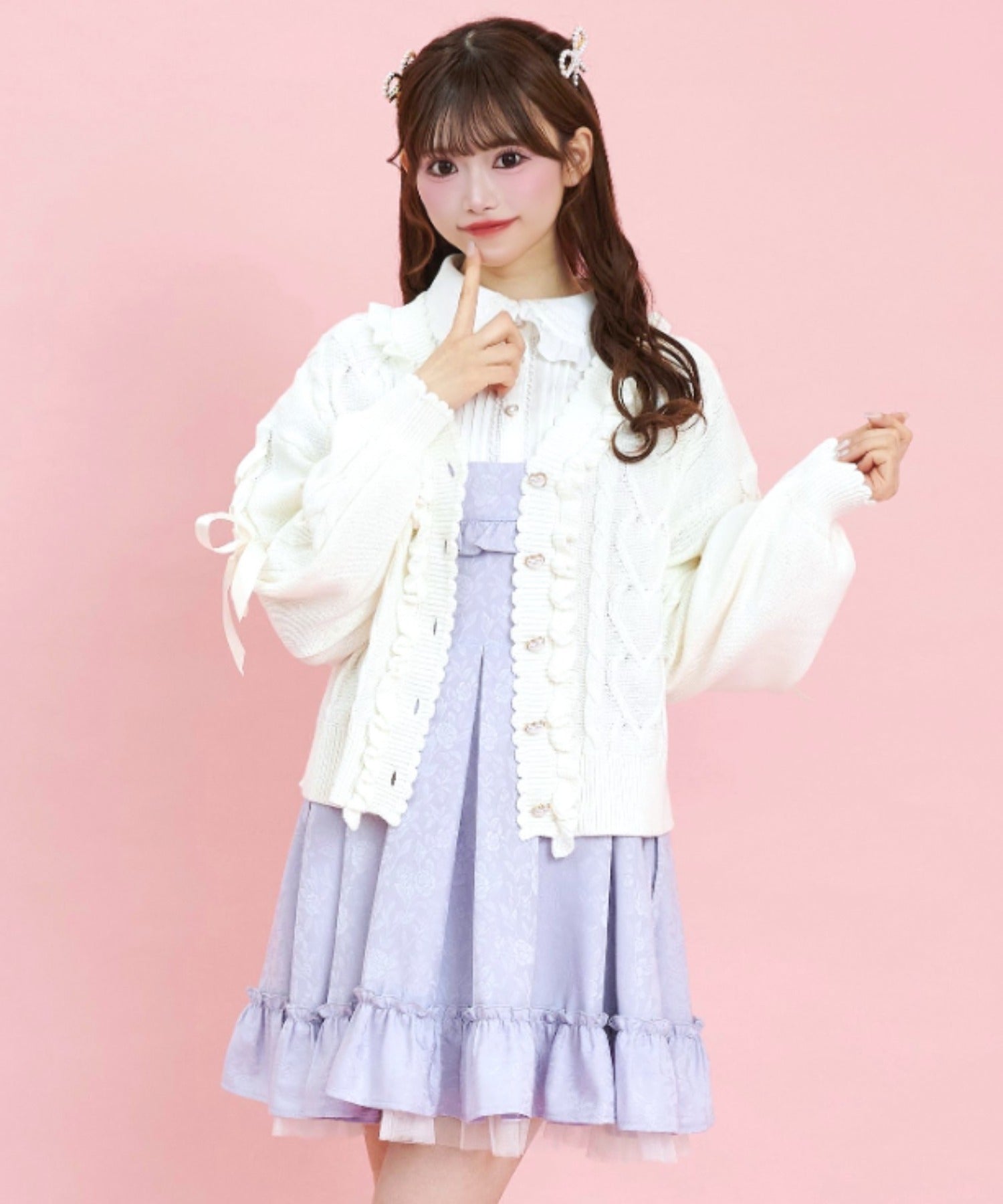 Secret Honey Secret Honey Sleeve Lace-Up Knit Cardigan