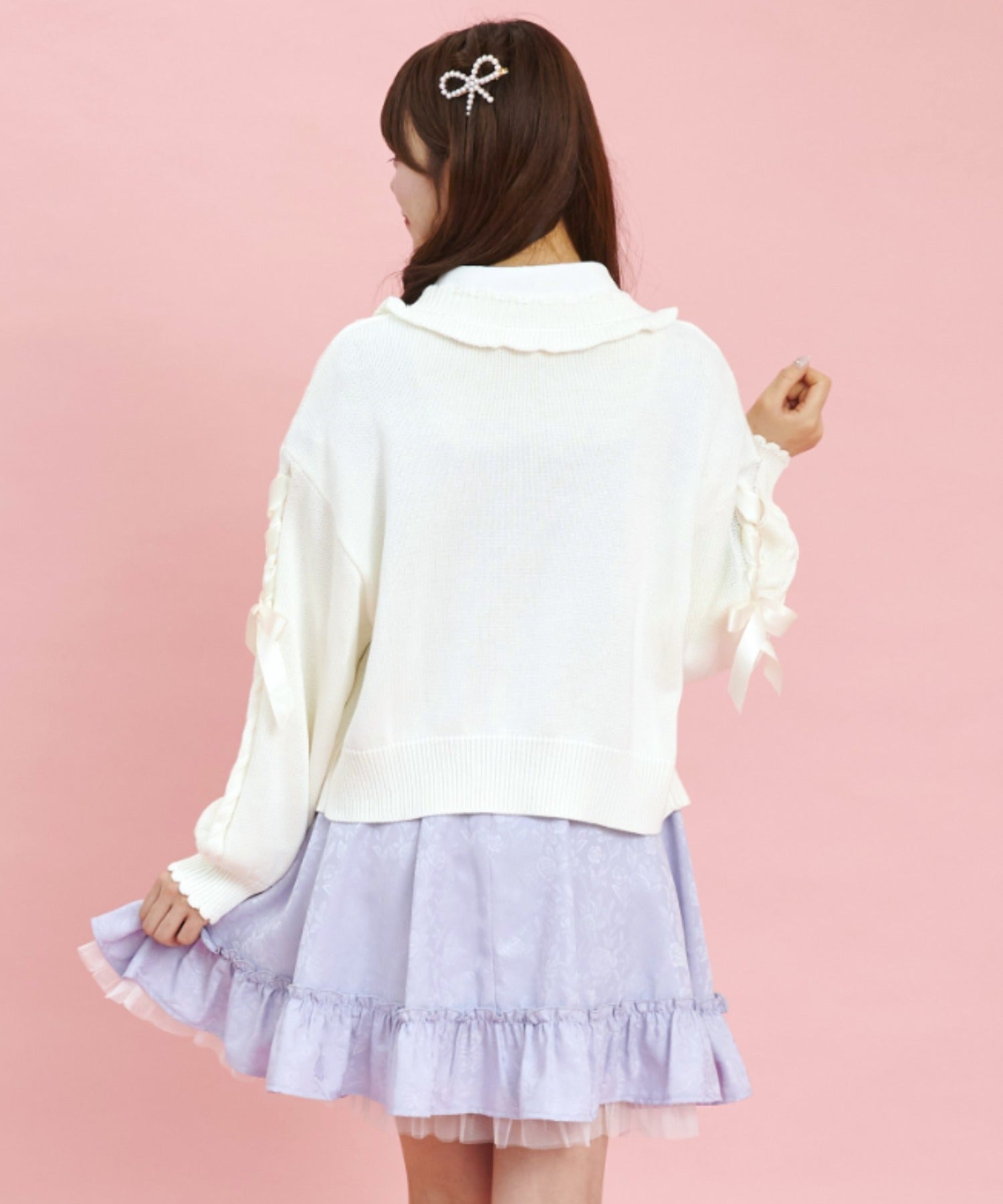 Secret Honey Secret Honey Sleeve Lace-Up Knit Cardigan