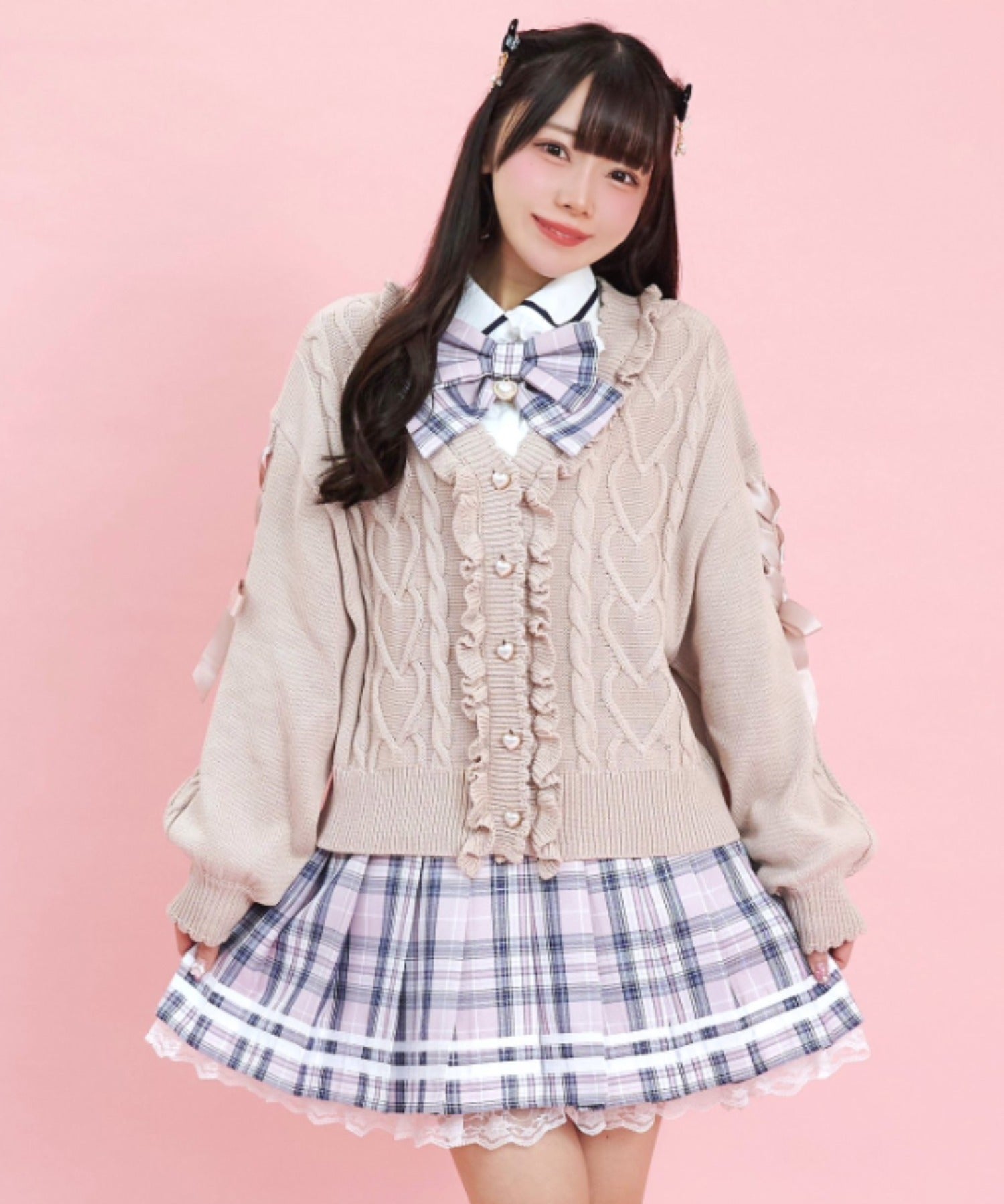 Secret Honey Secret Honey Sleeve Lace-Up Knit Cardigan