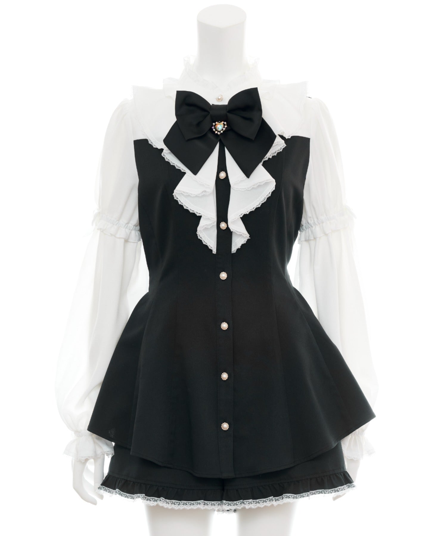 h.HONEY タンクトップ カットソーフリルベスト ゴスロリ Secret Honey Secret Honey Long Ruffle Bustier-Like Set Up