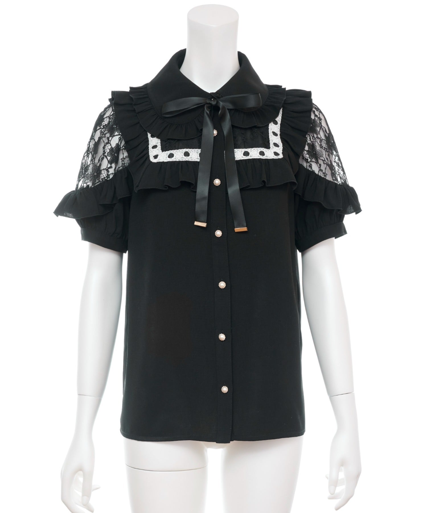 シークレットハニー Secret Honey スクエアレースヨークブラウス （クロ） クロ