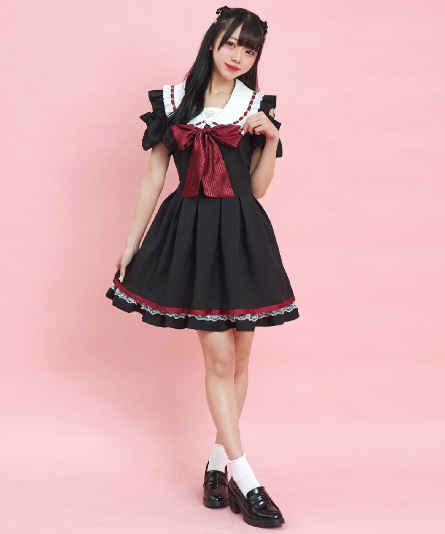 シークレットハニー Secret Honey オープンショルダーバルーン袖ワンピース （クロ） クロ