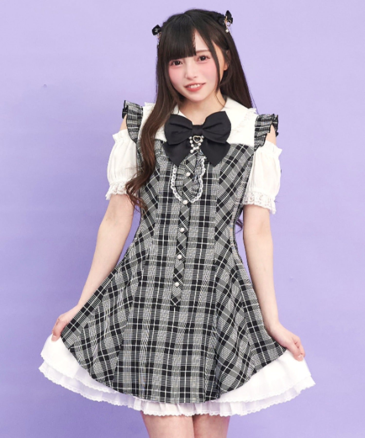 シークレットハニー Secret Honey サイドアップヘムオープンショルダーワンピース （クロ） クロ