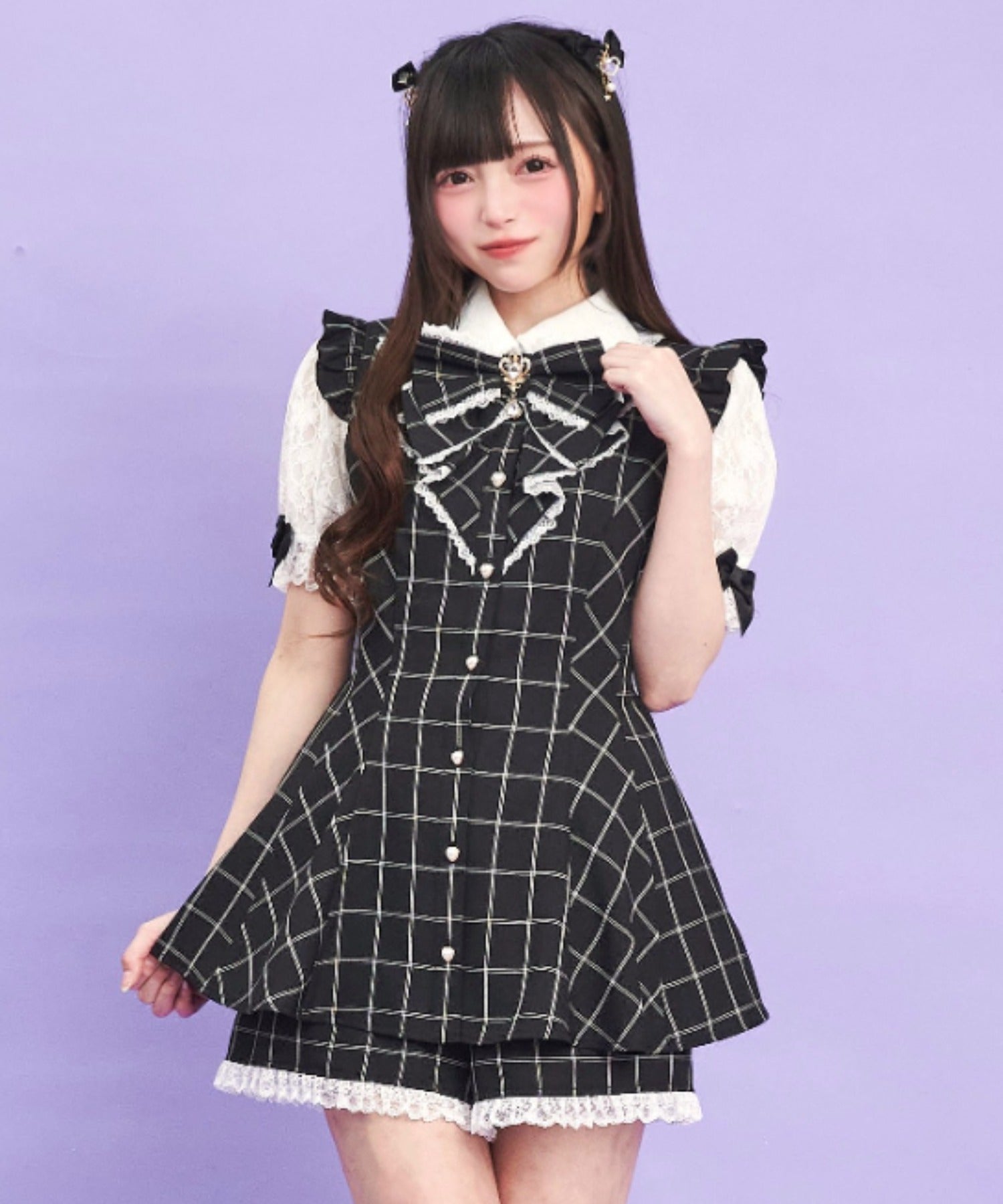 Secret Honey Secret Honey Lace Sleeve Ruffle Short Sleeve Set Up