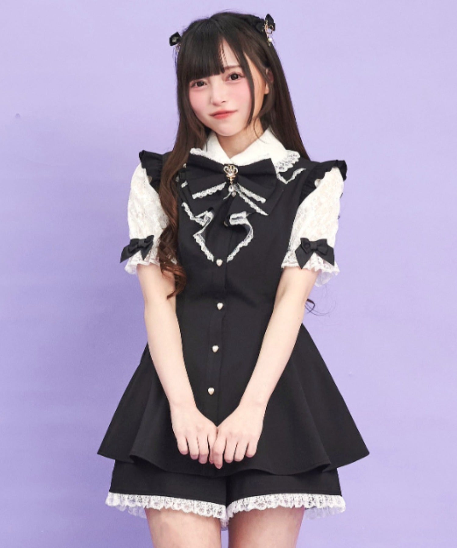 Secret Honey Secret Honey Lace Sleeve Ruffle Short Sleeve Set Up