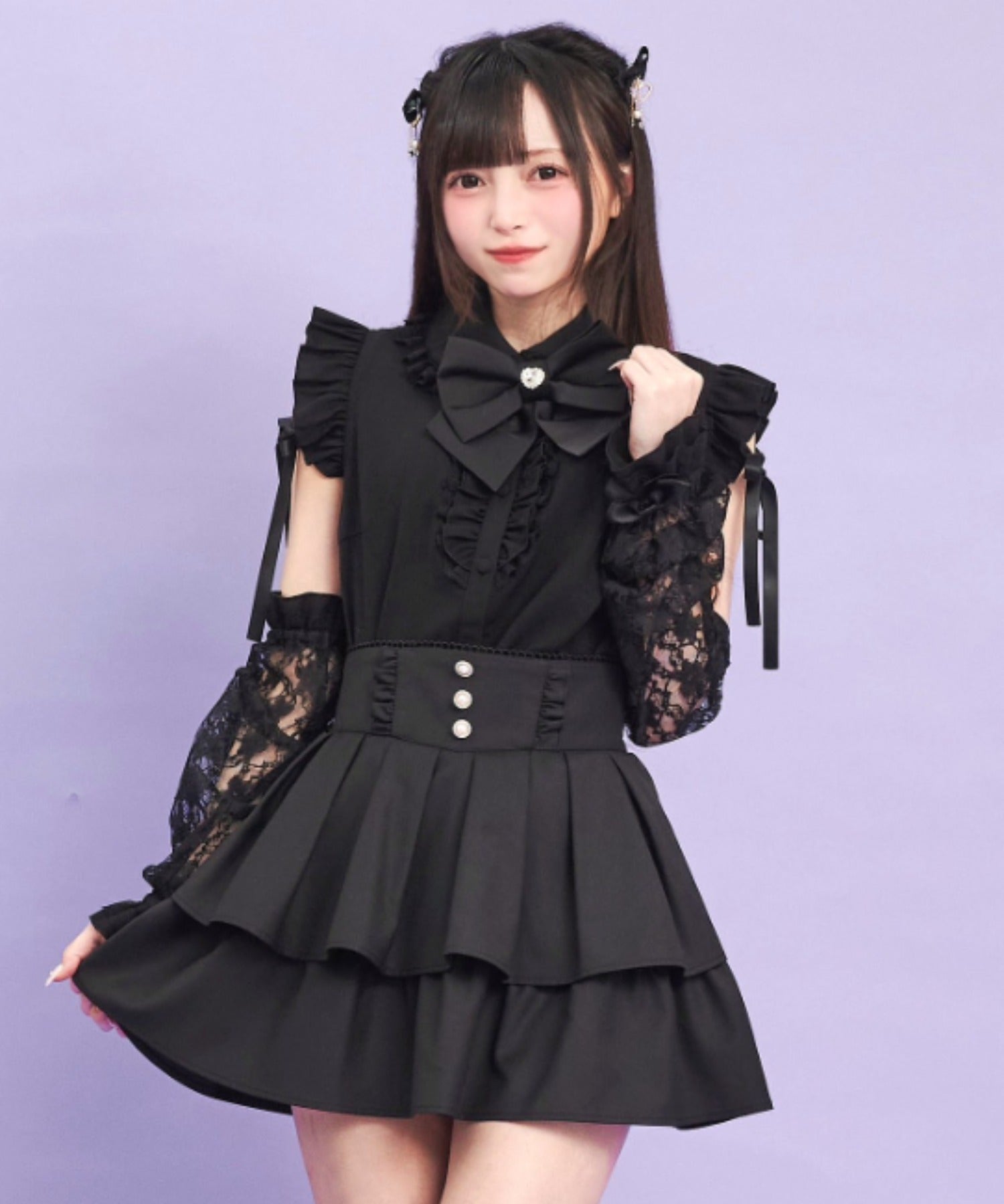 シークレットハニー Secret Honey レースアームカバーブラウス （クロ） クロ