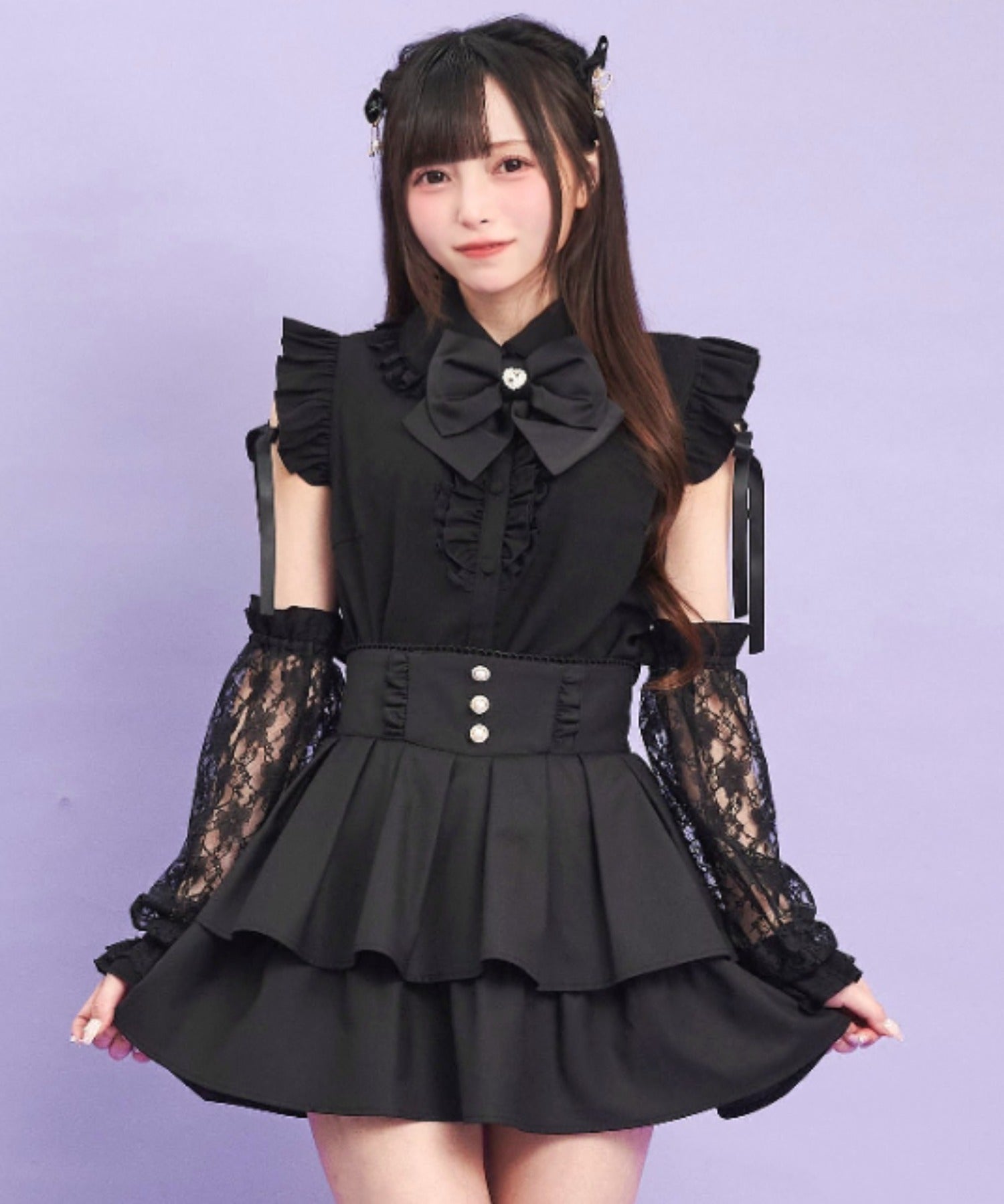 シークレットハニー Secret Honey レースアームカバーブラウス （クロ） クロ