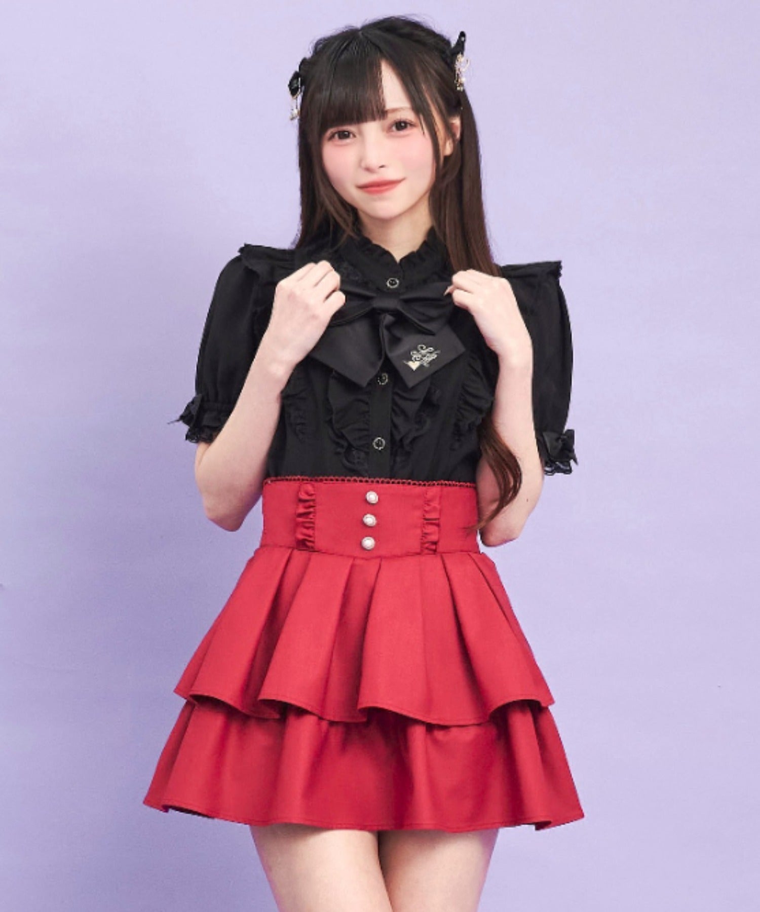 シークレットハニー Secret Honey ティアードタックフレアスカパン （ワイン） ワイン