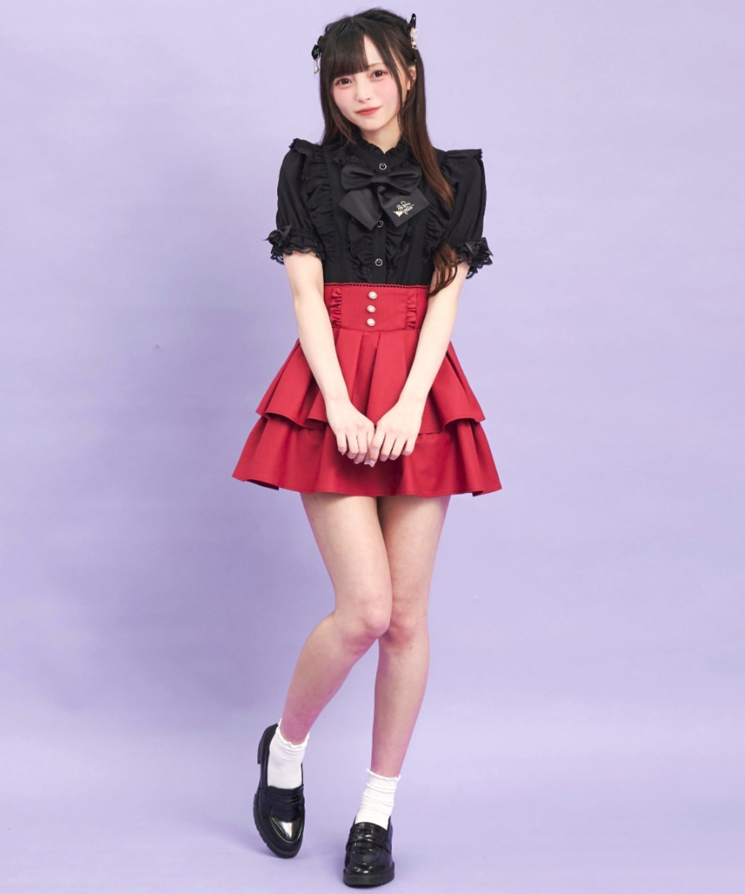 シークレットハニー Secret Honey ティアードタックフレアスカパン （ワイン） ワイン