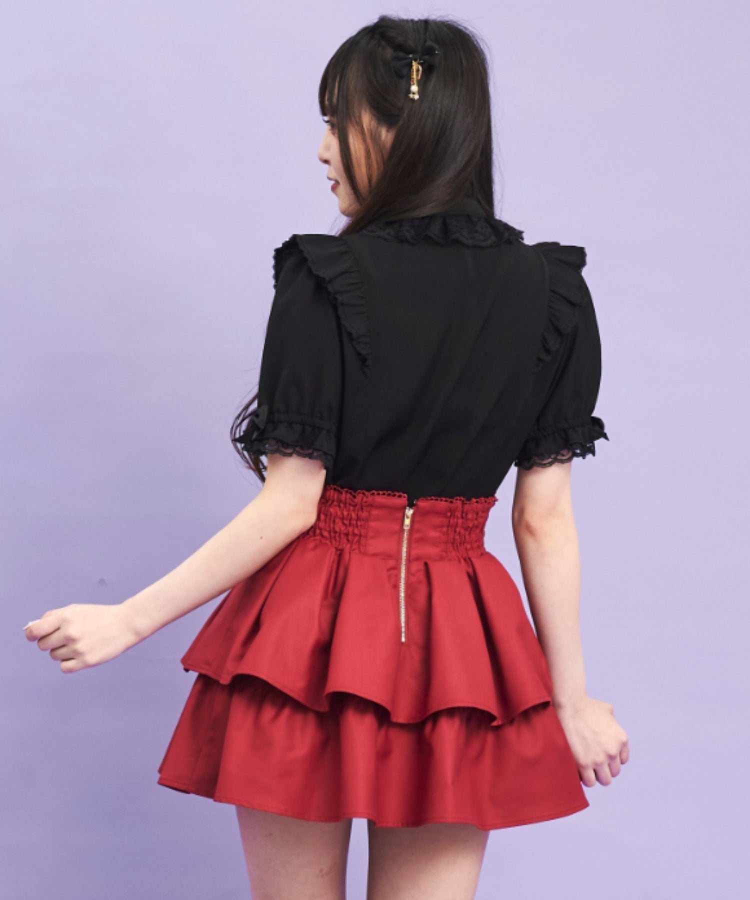 シークレットハニー Secret Honey ティアードタックフレアスカパン （ワイン） ワイン