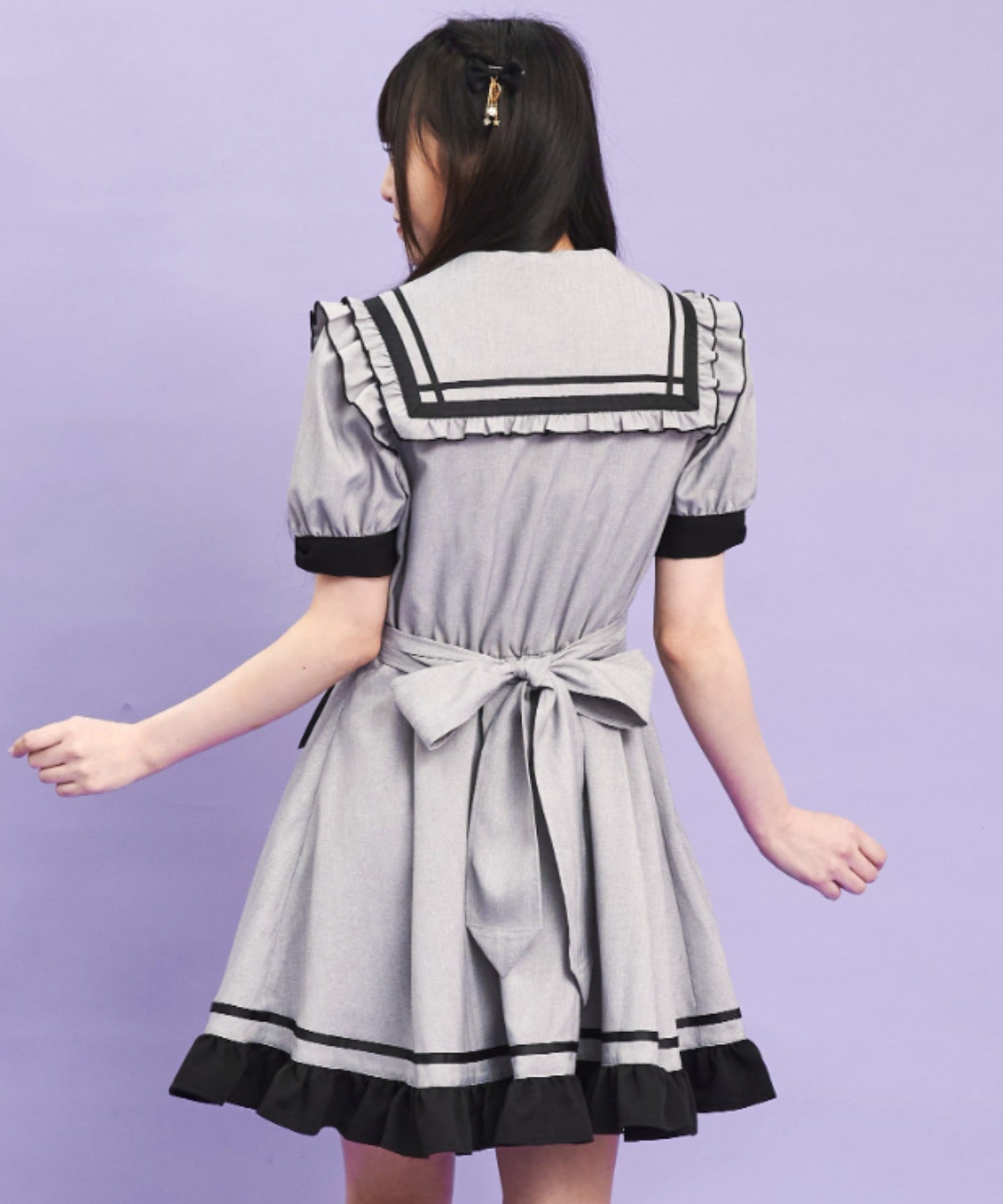 シークレットハニー Secret Honey サイドレースアップセーラーワンピース （グレー） グレー