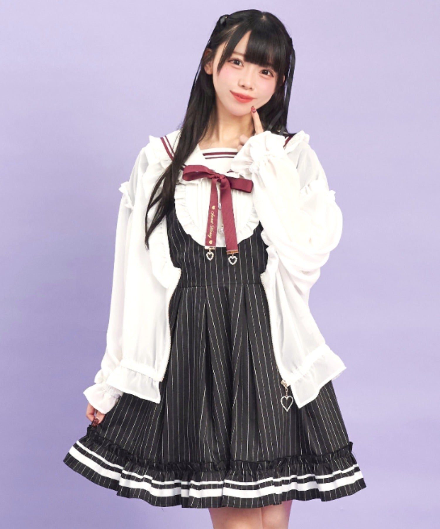シークレットハニー Secret Honey フロントZIPシフォンカーディガン （ホワイト） ホワイト