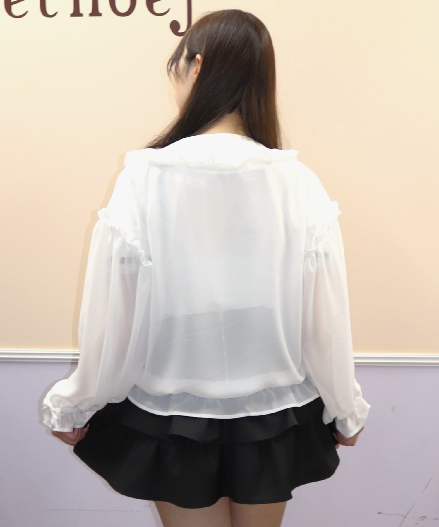 シークレットハニー Secret Honey フロントZIPシフォンカーディガン （ホワイト） ホワイト