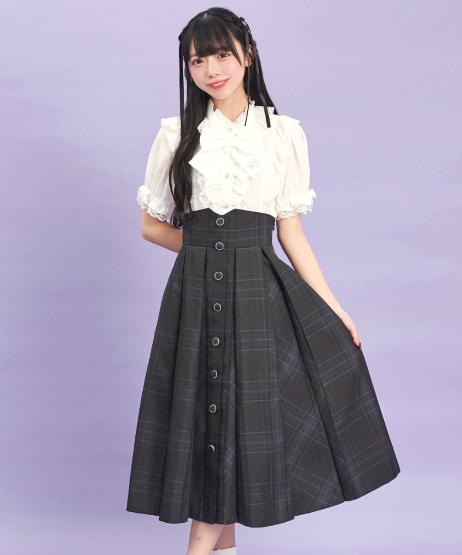 シークレットハニー Secret Honey マチ付きスカート （チェックブラック） チェックブラック