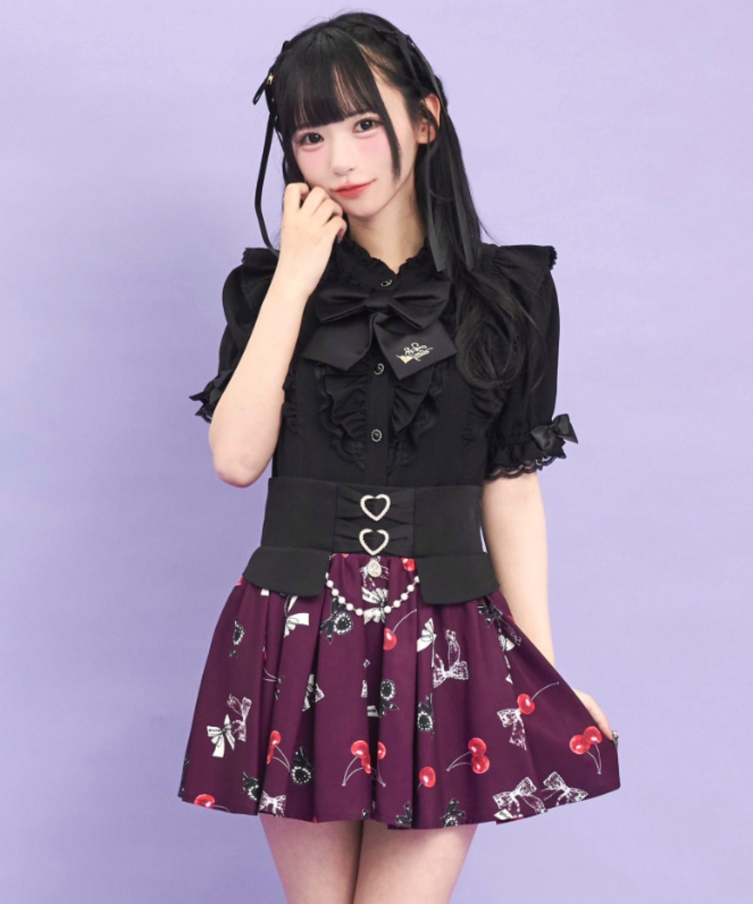 シークレットハニー Secret Honey チェリーリボンプリントスカパン （ワイン） ワイン