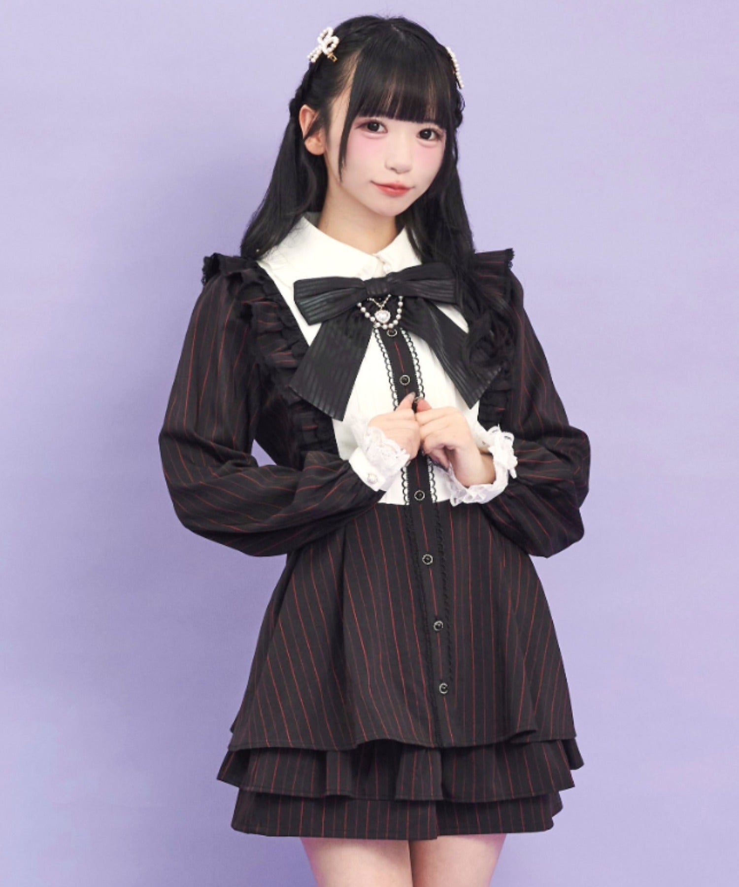 シークレットハニー Secret Honey ティアードヘムセットアップ （ブラック） ブラック