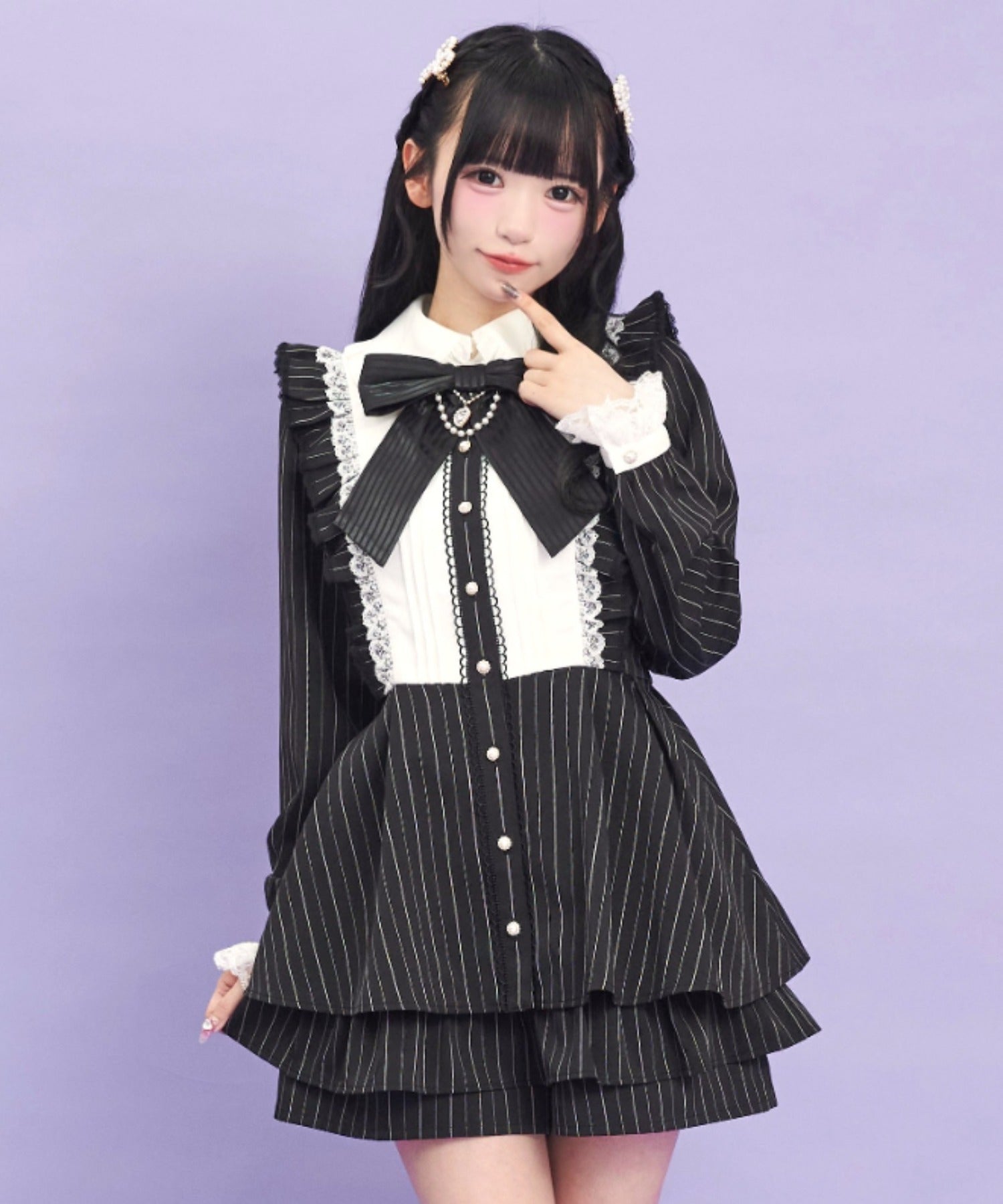 シークレットハニー Secret Honey ティアードヘムセットアップ （クロ） クロ
