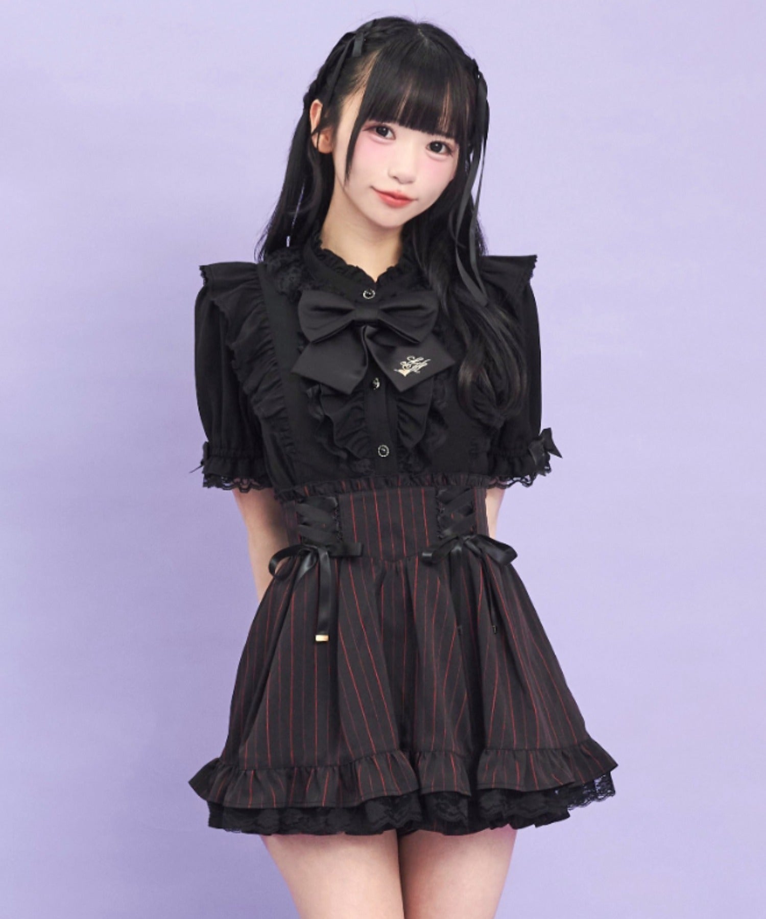 シークレットハニー Secret Honey サイドレースアップスカパン （ストライプ） ストライプ